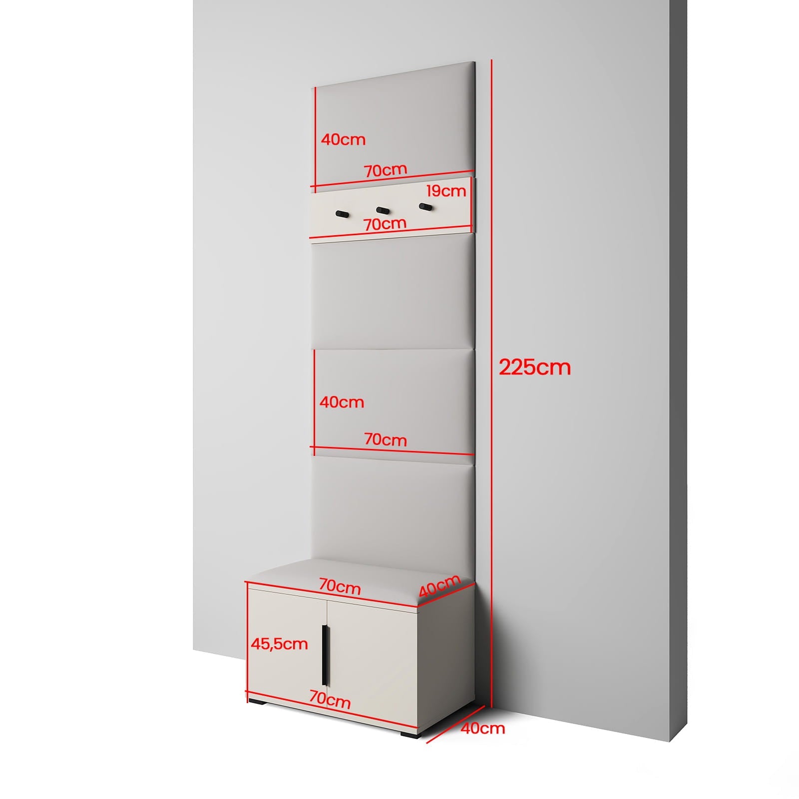 PK Bianco 6 Hallway Wardrobe Set - Misty Rose