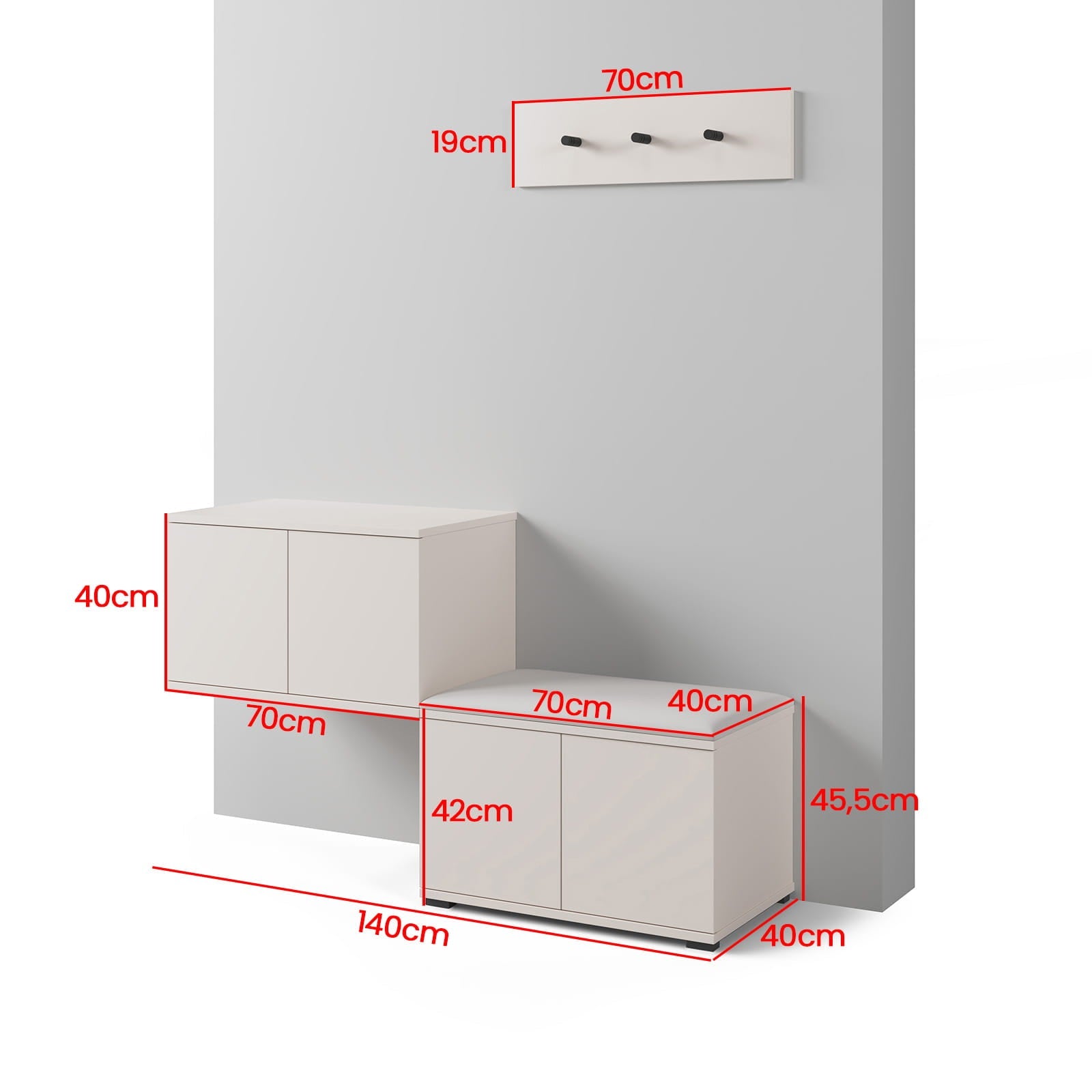 PK Bianco 7 Hallway Wardrobe Set - Elephant