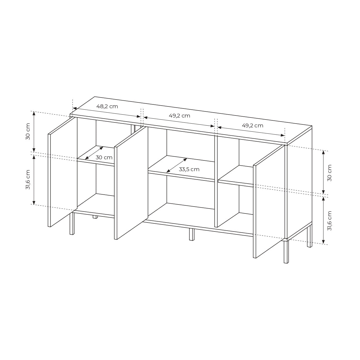 Lask Dast Sideboard 153 cm | 3-türiger Aufbewahrungsschrank