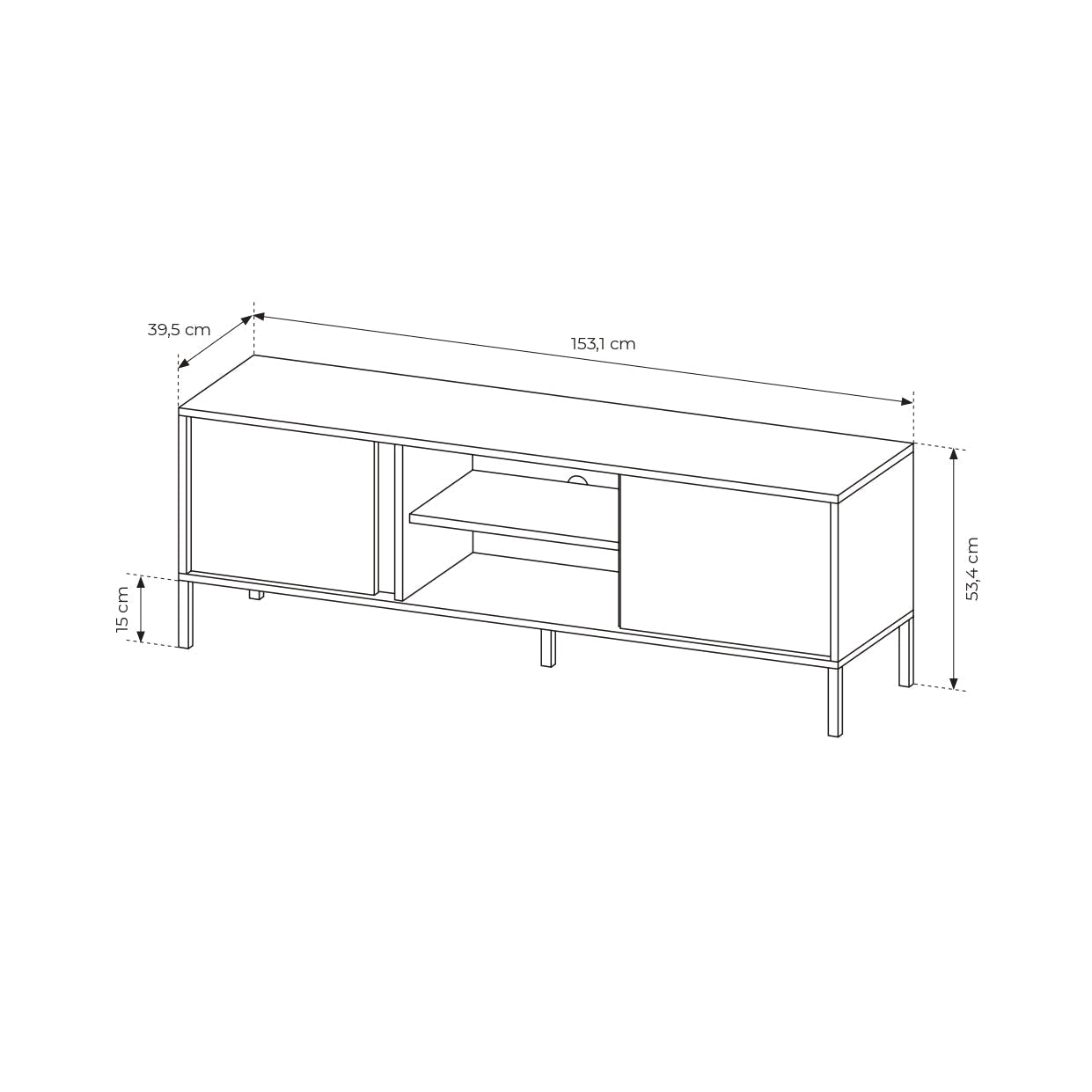 Lask Dast TV-Schrank 153 – 2-türiges Design