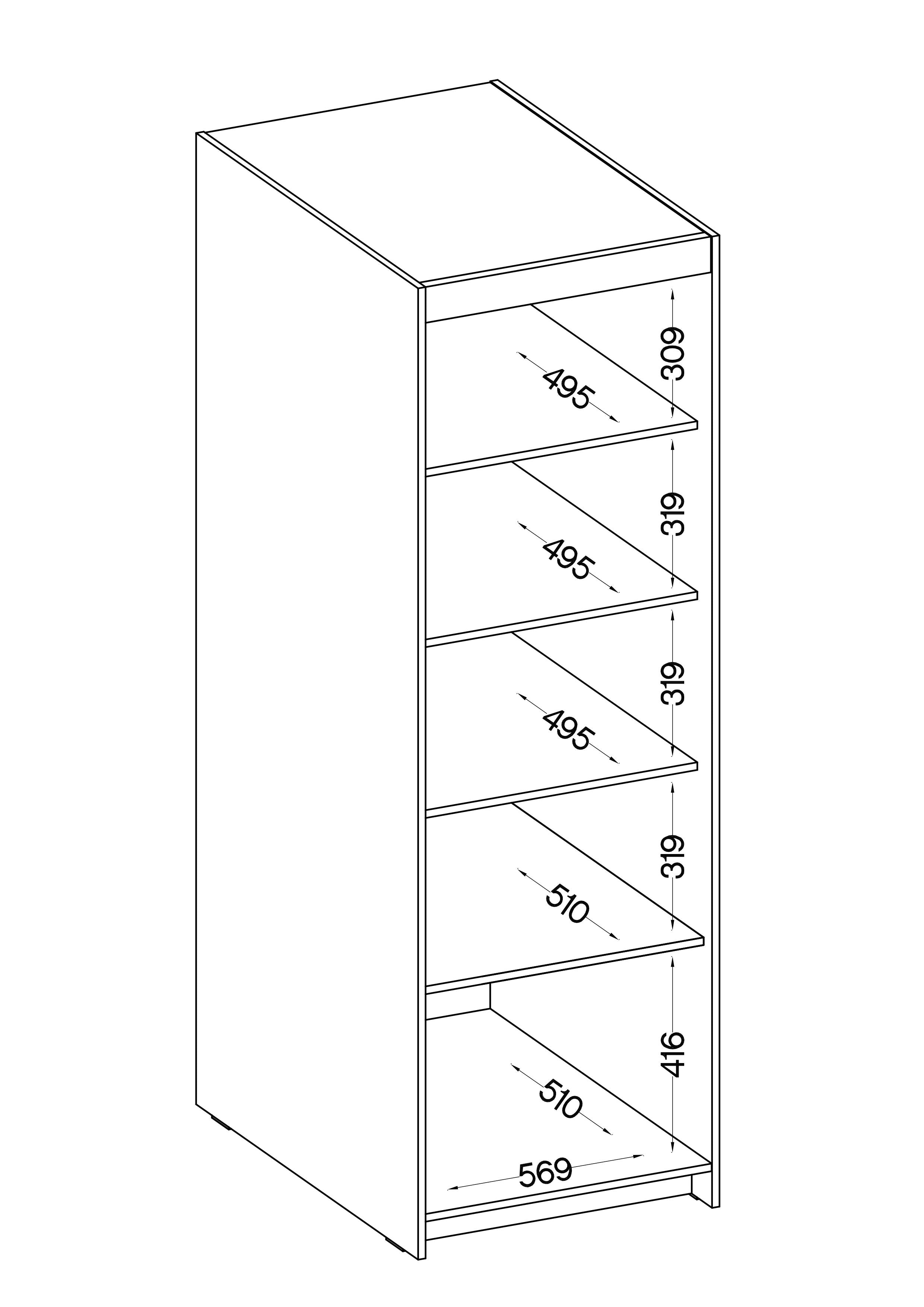 LE Elena 1D 3S DL01 3S Kleiderschrank in Sonoma Eiche