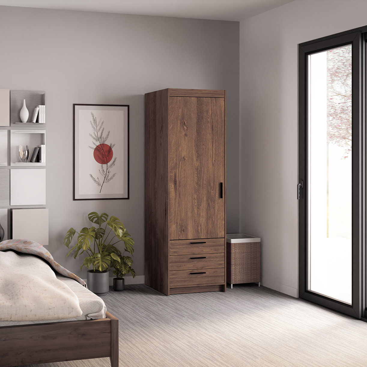 LE Elena 1D 3S DL01 3S Wardrobe in Lefkas Oak