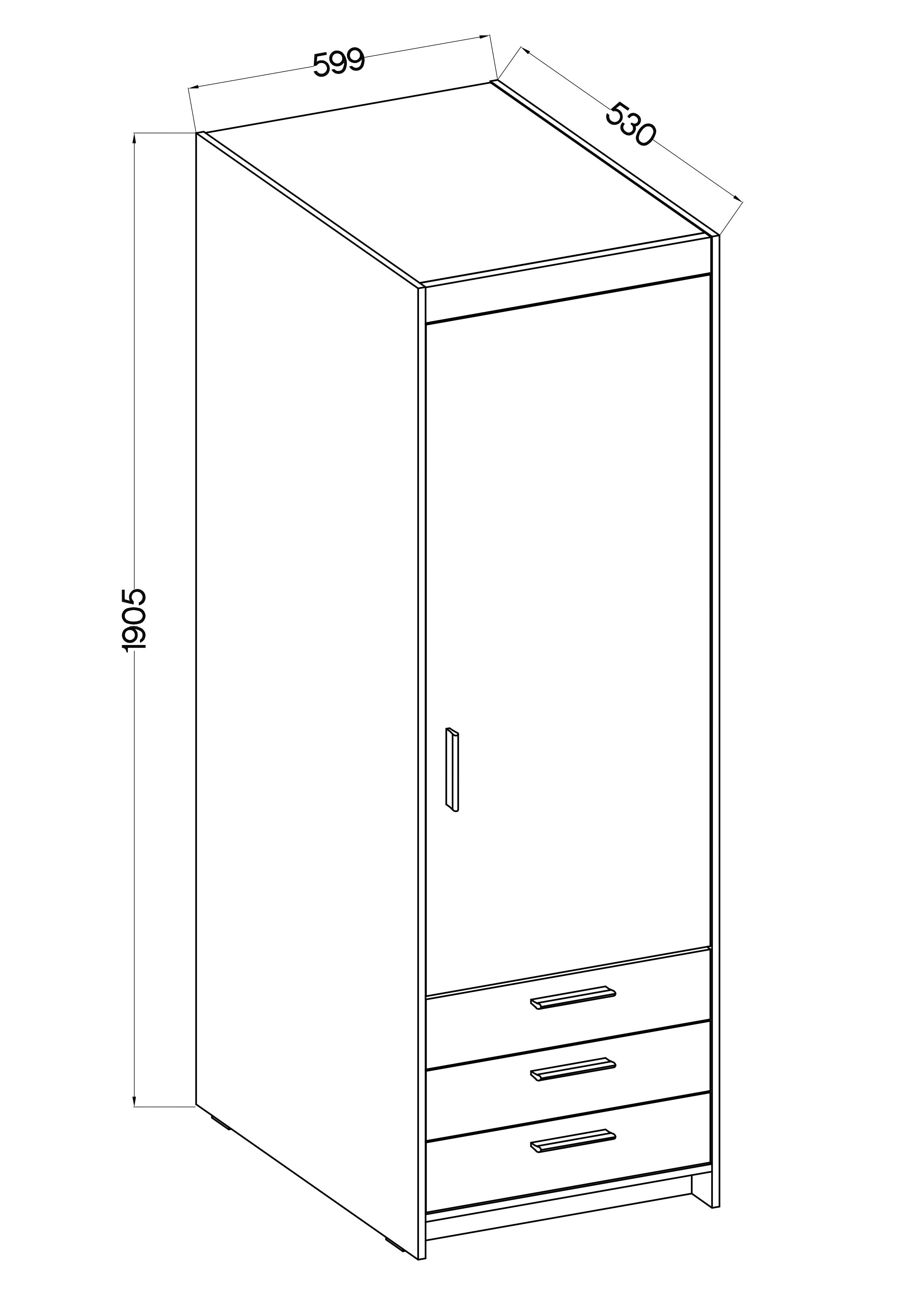 LE Elena 1D 3S DL01 3S Kleiderschrank in Weiß