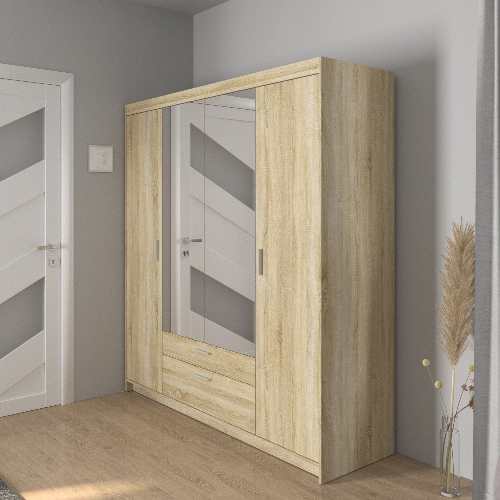 LE Elena 4D DL04 Spiegelgarderobe in Sonoma-Eiche