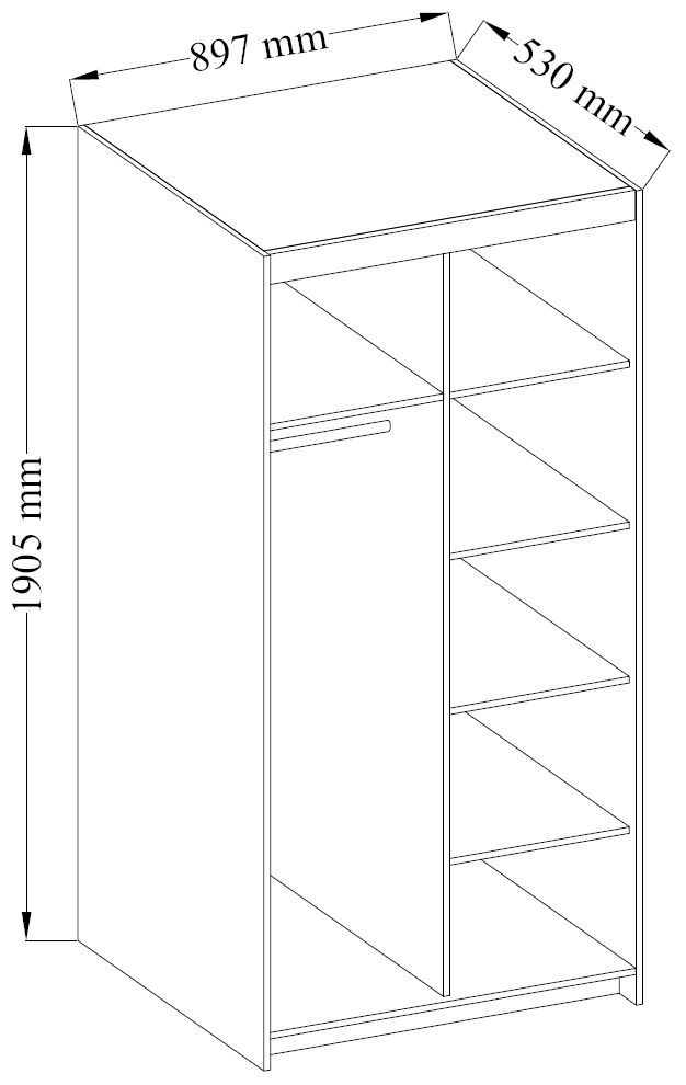 LE Elena 2D DL02 Kleiderschrank in Lefkas Eiche
