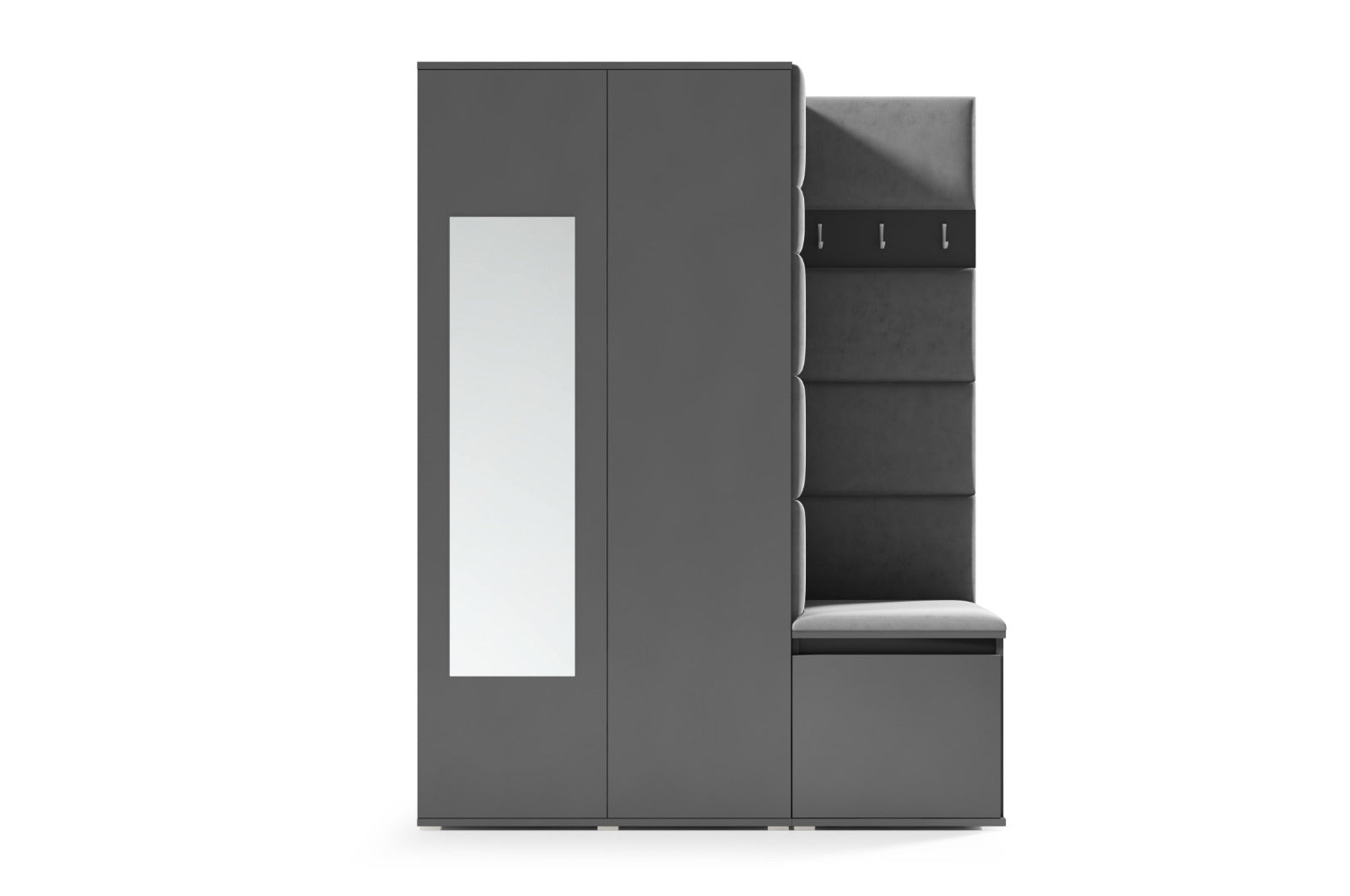 PK Emi 11 Hallway Wardrobe Graphite - Upholstered Panels in Various Colours