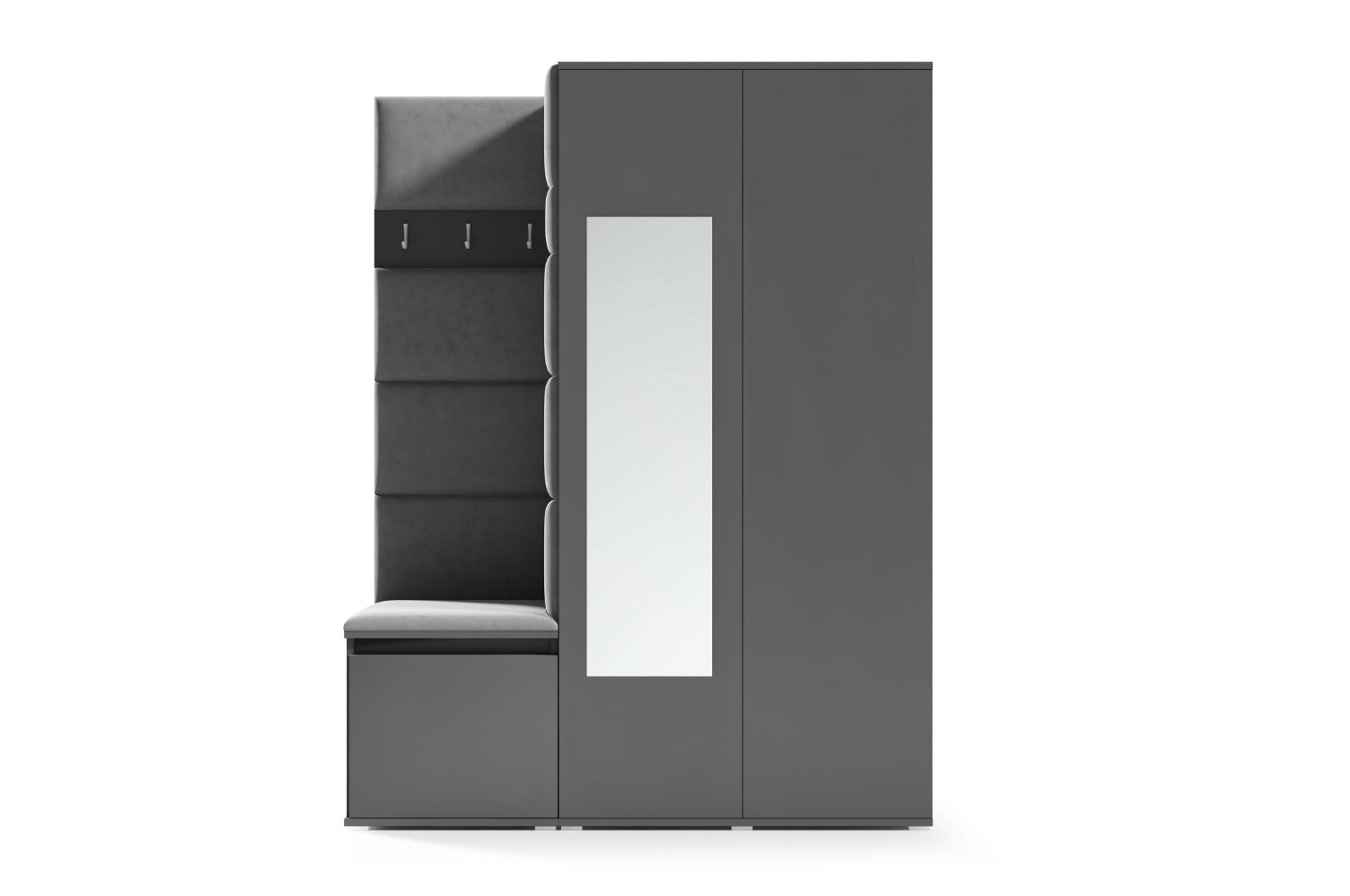 PK Emi 11 Hallway Wardrobe Graphite - Upholstered Panels in Various Colours
