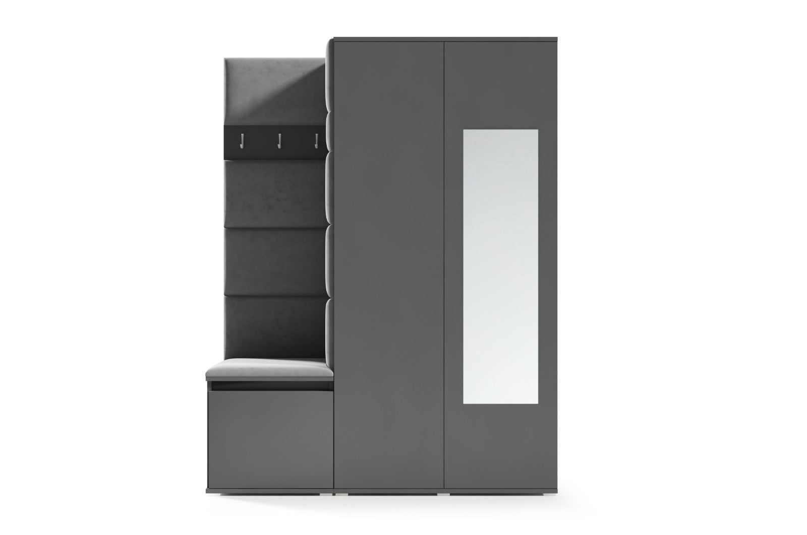 PK Emi 11 Hallway Wardrobe Graphite - Upholstered Panels in Various Colours