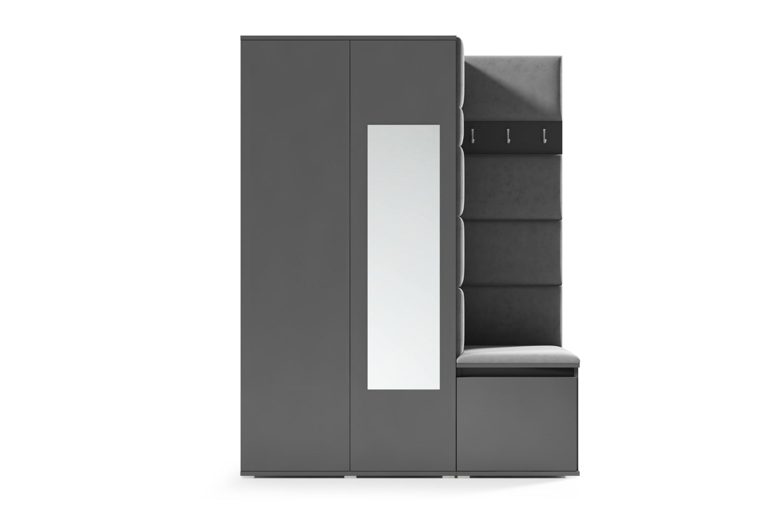 PK Emi 11 Hallway Wardrobe Graphite - Upholstered Panels in Various Colours