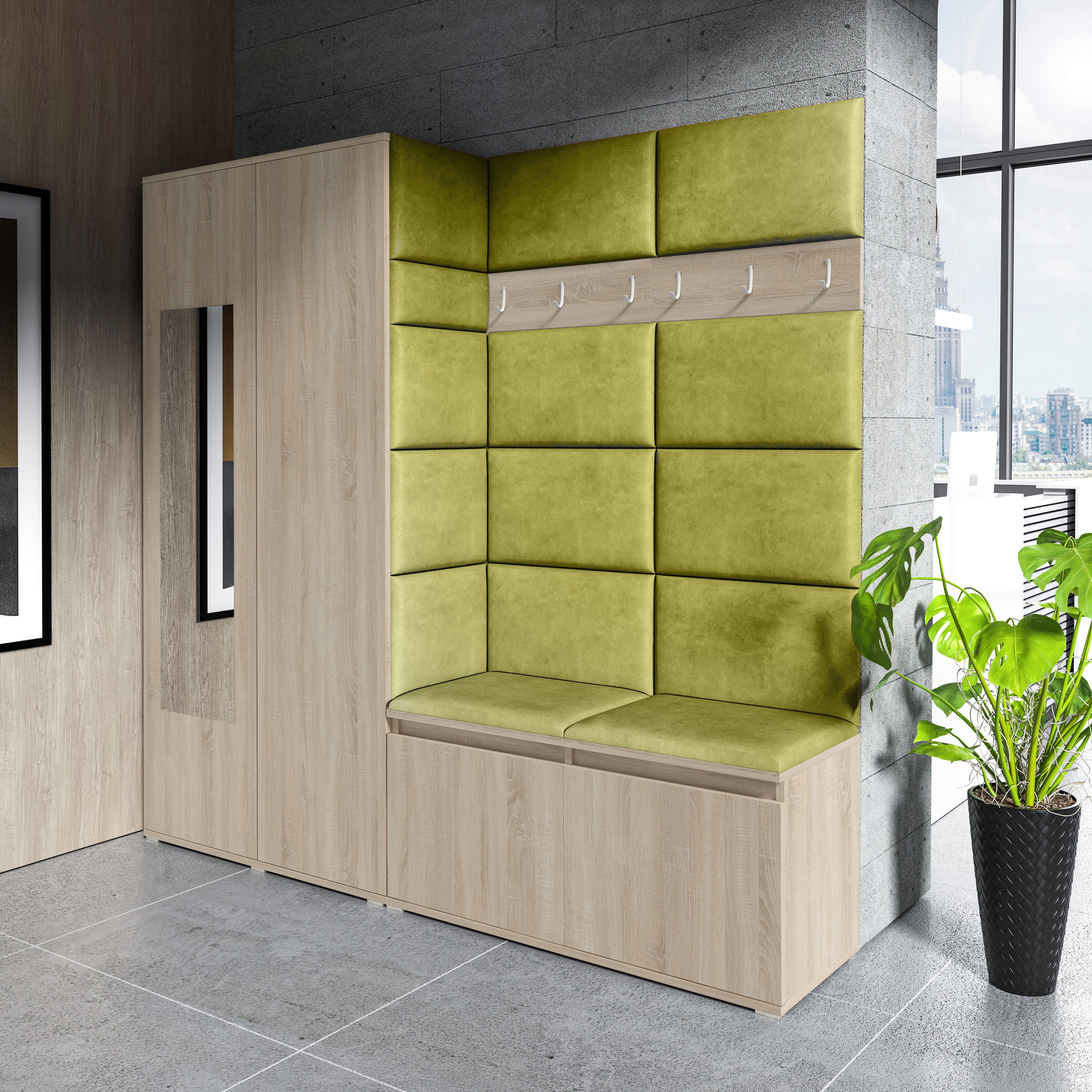 PK Emi 8 Hallway Wardrobe Sonoma - Upholstered Panels in Various Colours