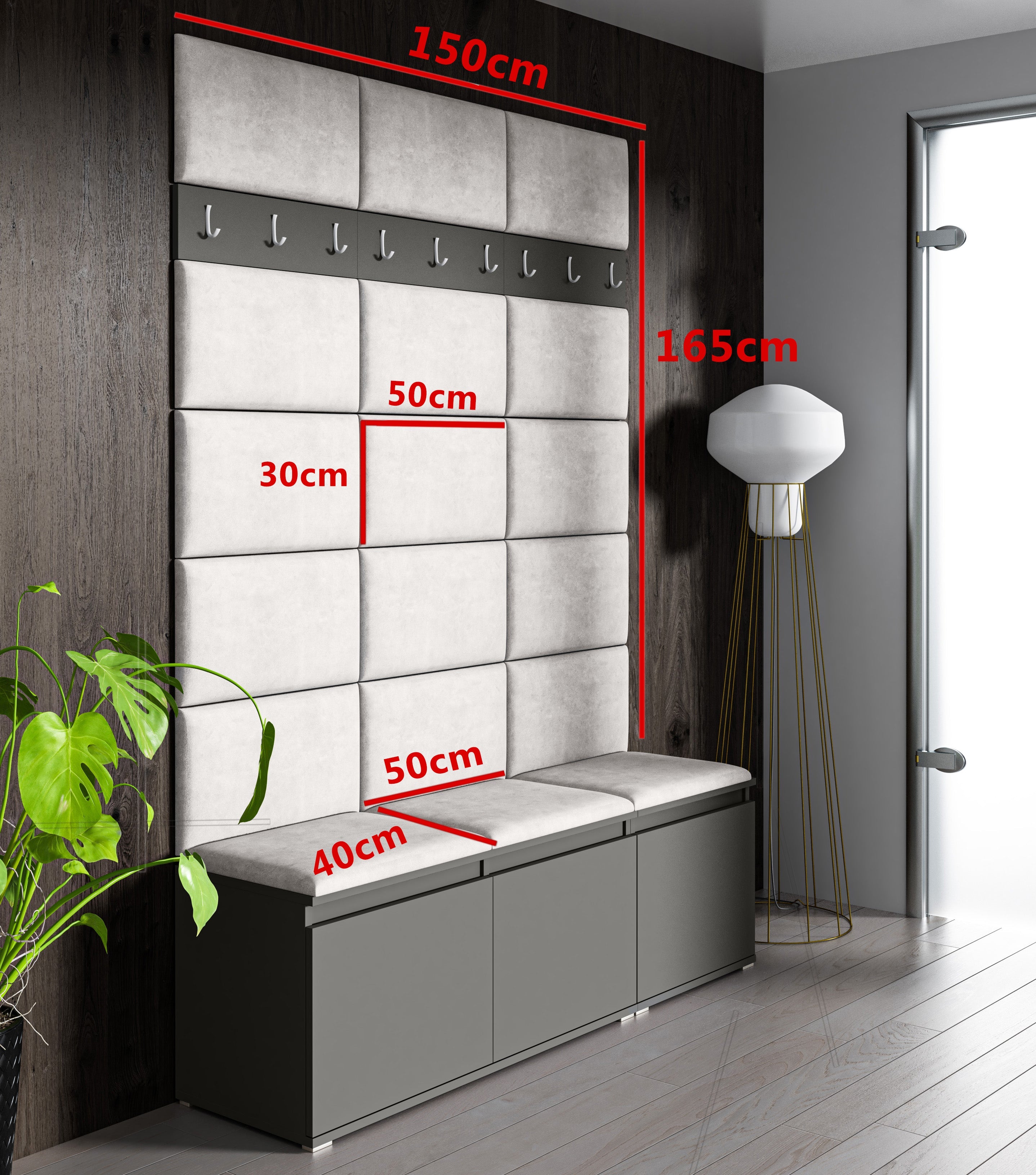 PK Emi 6 Hallway Wardrobe White - Upholstered Panels in Various Colours