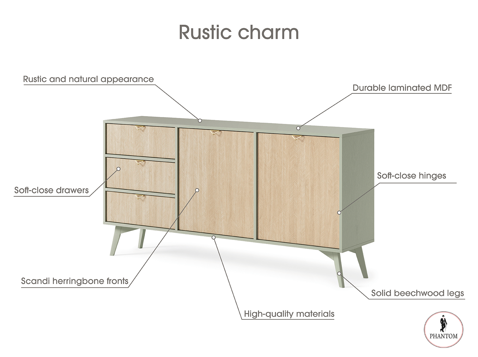 Forest Dresser  - Chest of Drawers Eucalyptus Green