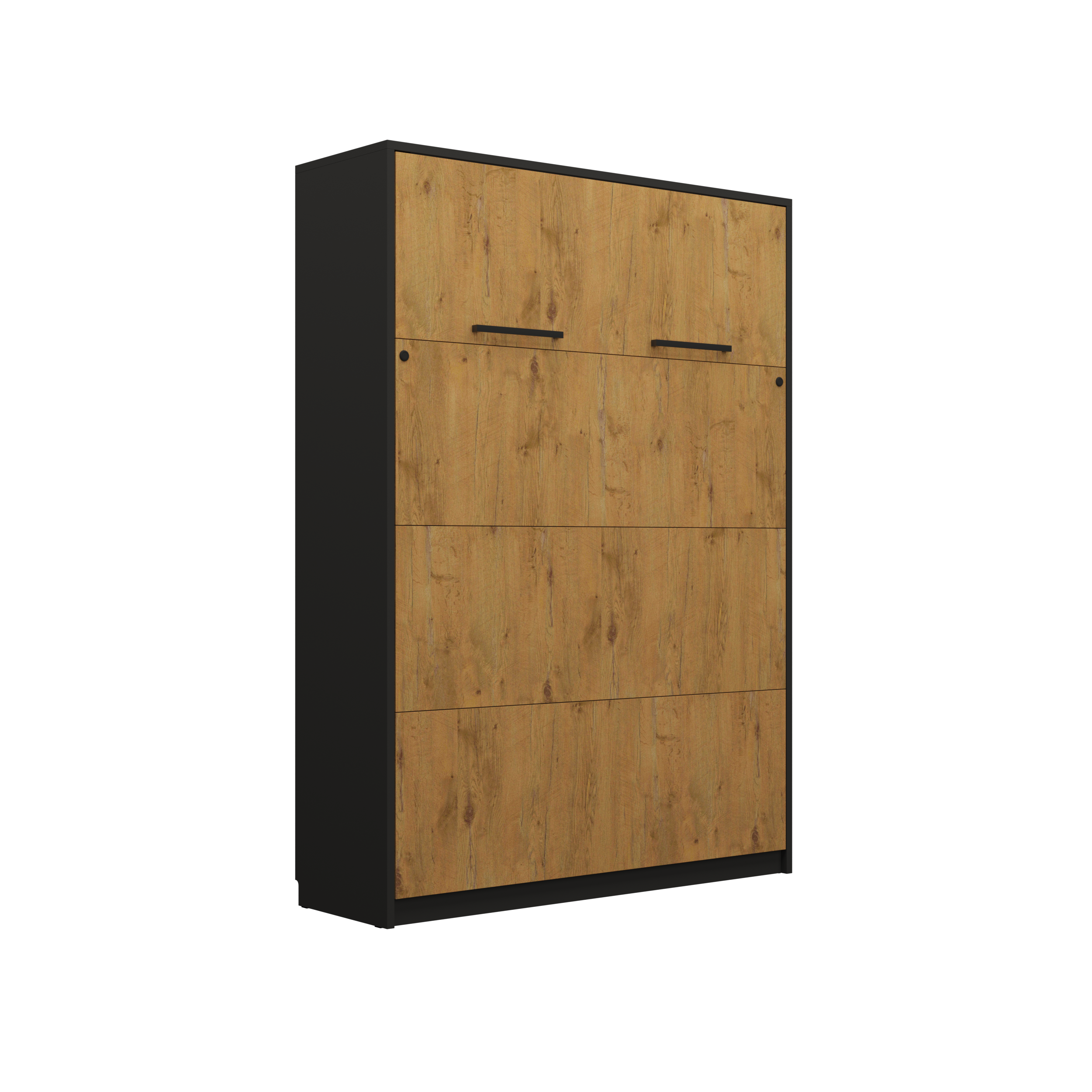 Individualisierbares Schrankbett Basic Möbelset Schwarz und Lancelot Eiche 90, 120, 140 x 200 cm