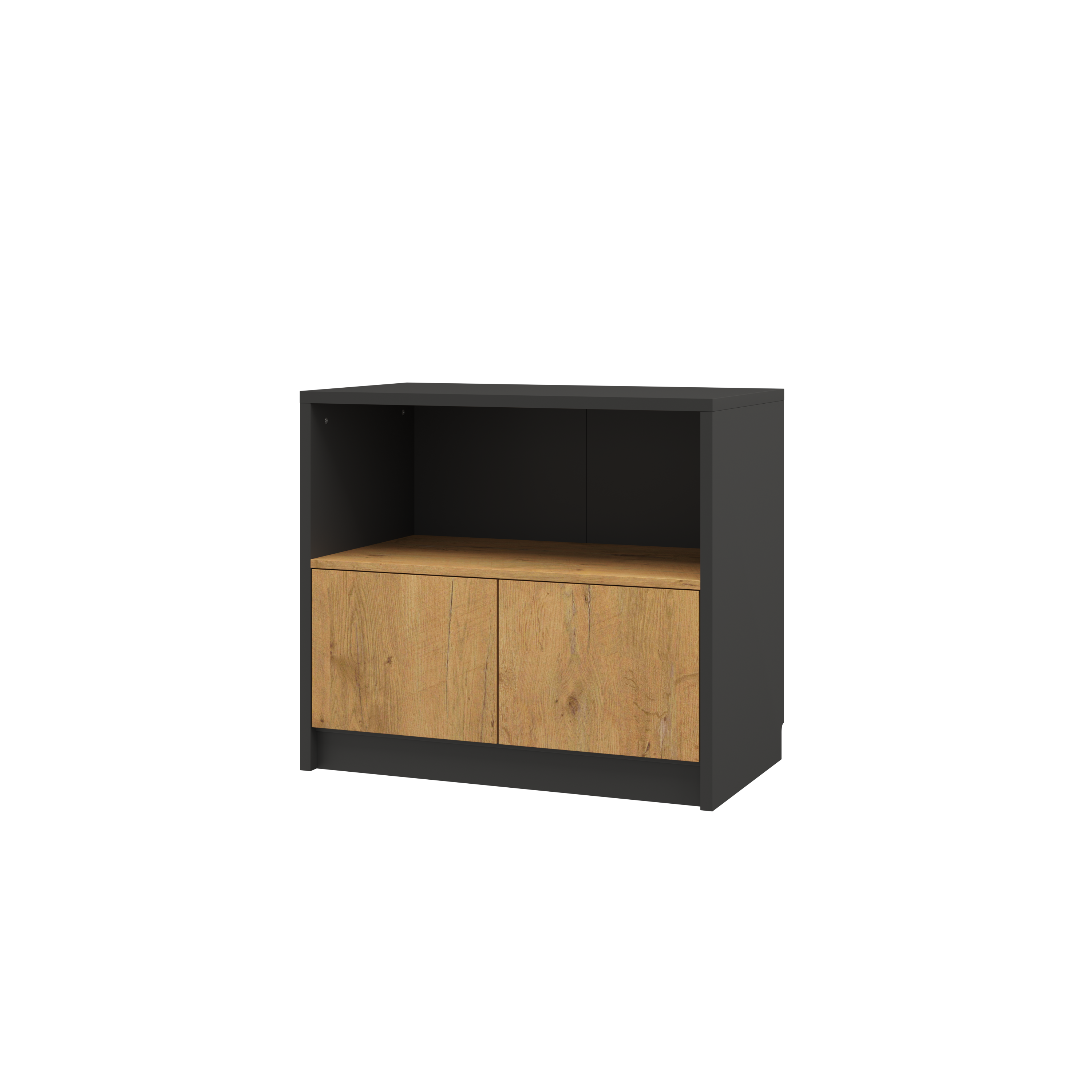 Individualisierbares Schrankbett Basic Möbelset Schwarz und Lancelot Eiche 90, 120, 140 x 200 cm