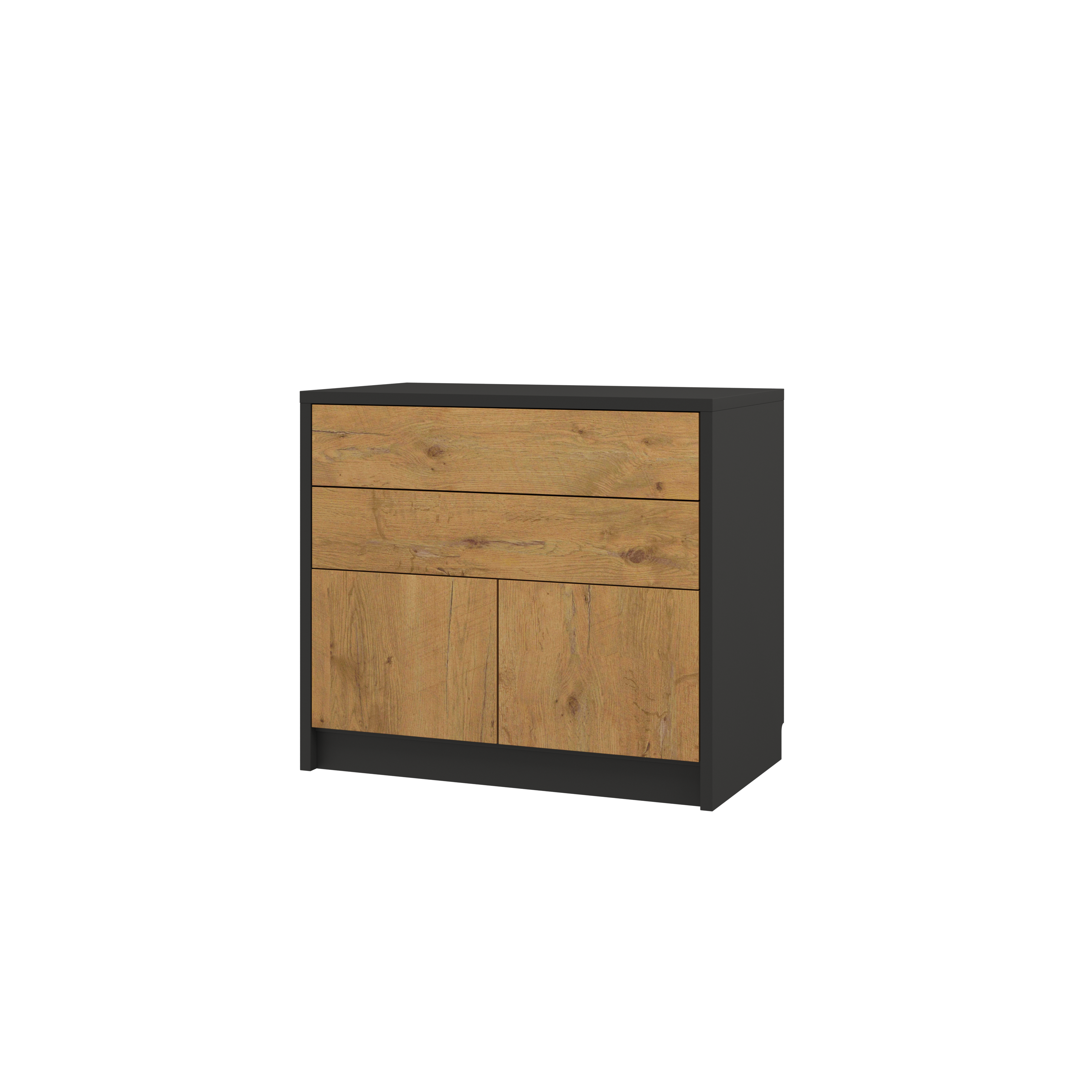 Individualisierbares Schrankbett Basic Möbelset Schwarz und Lancelot Eiche 90, 120, 140 x 200 cm
