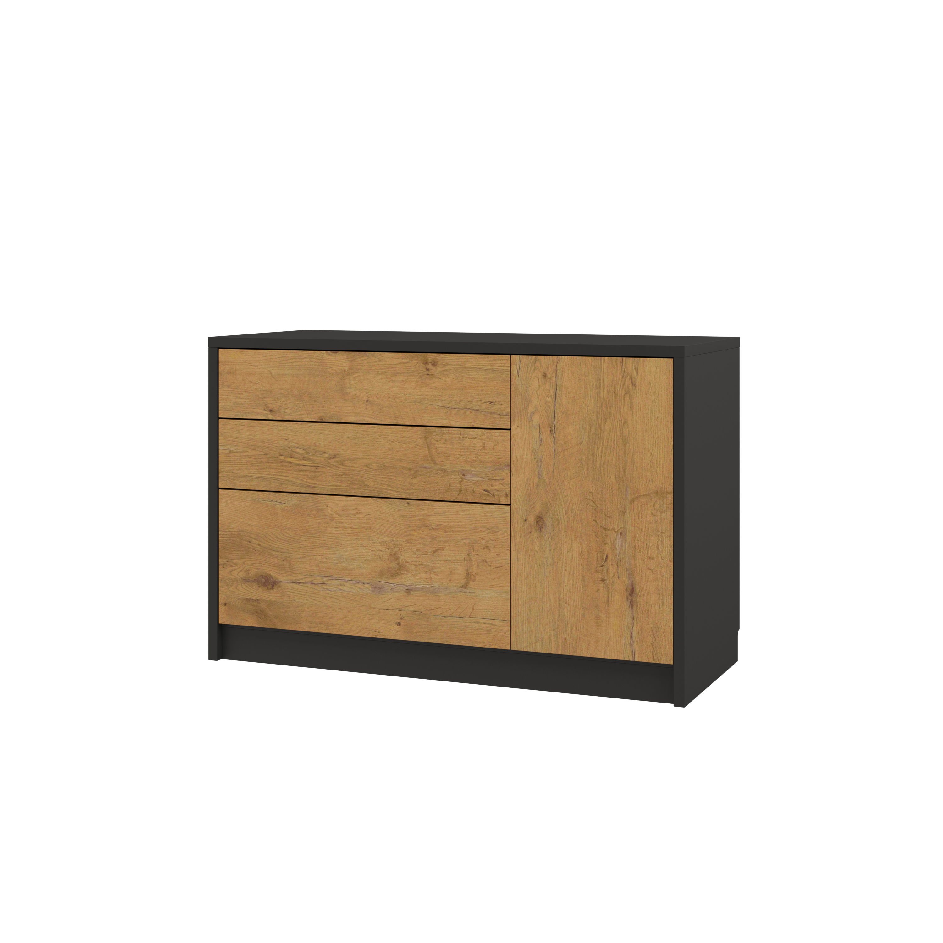 Individualisierbares Schrankbett Basic Möbelset Schwarz und Lancelot Eiche 90, 120, 140 x 200 cm
