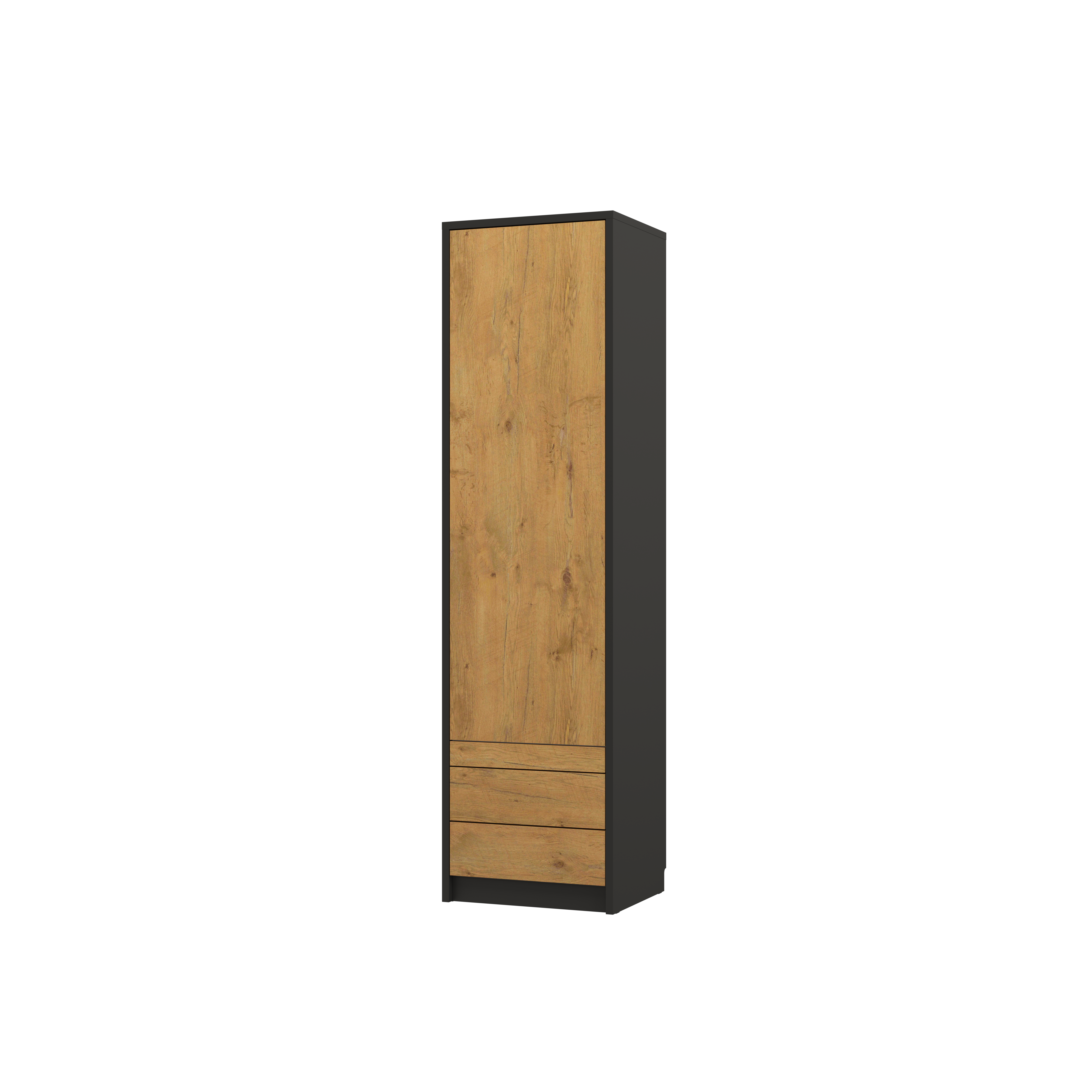 Individualisierbares Schrankbett Basic Möbelset Schwarz und Lancelot Eiche 90, 120, 140 x 200 cm