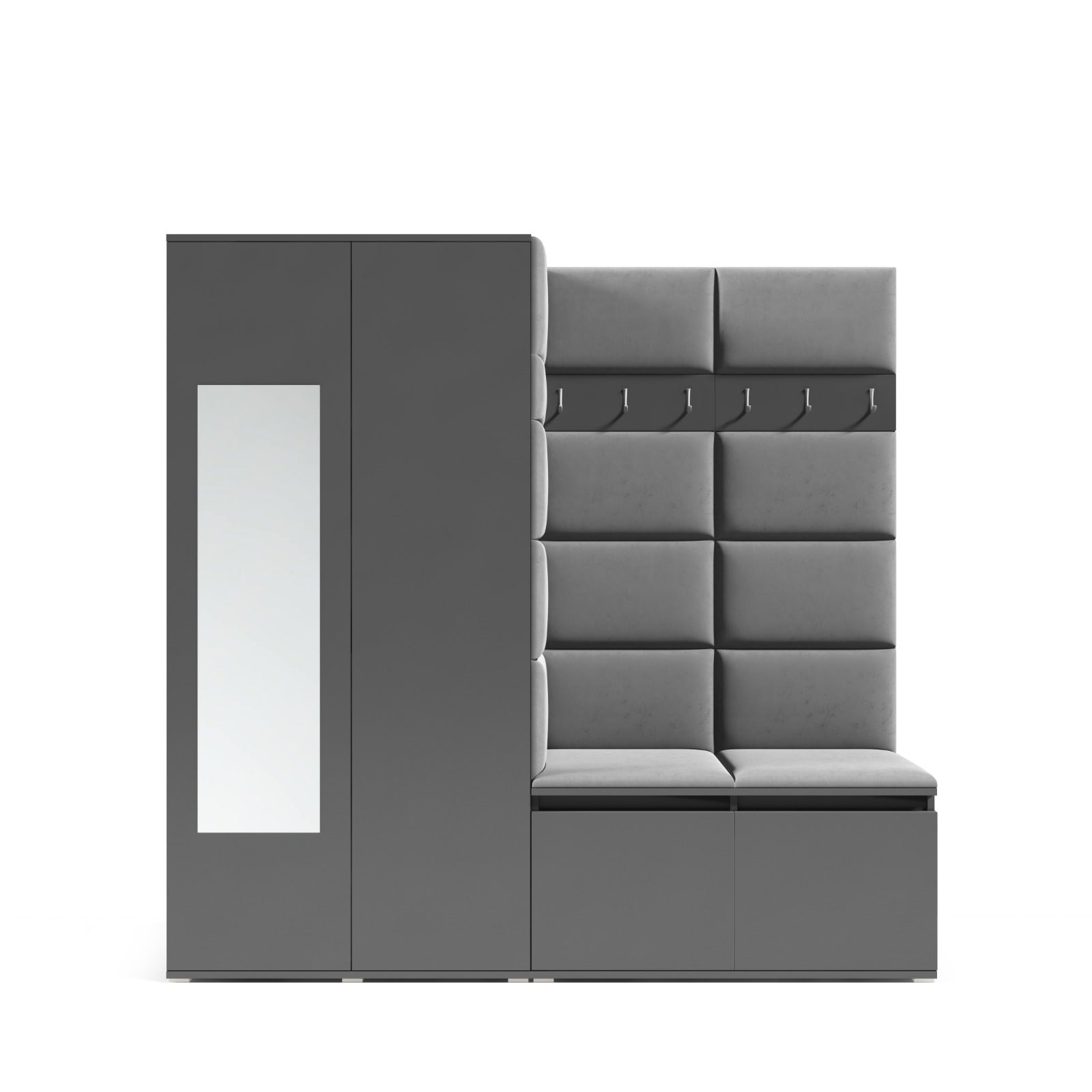 PK Emi 8 Hallway Wardrobe Artisan Oak / Black - Upholstered Panels in Various Colours