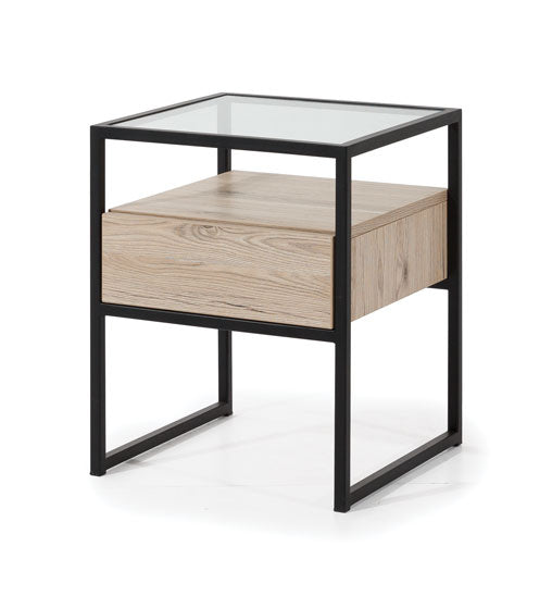 NE Glass Loft Nachttisch – 1 Schublade mit Glasplatte
