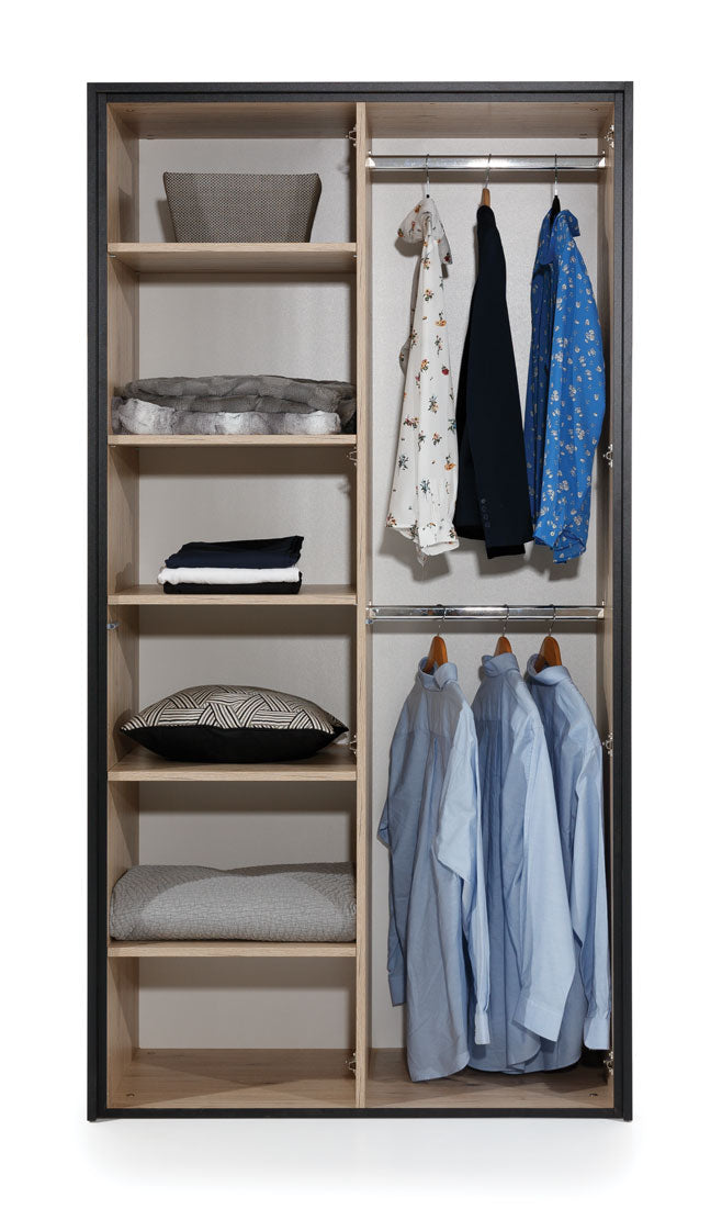 NE Glass Loft 2-Door Wardrobe with Mirror – 109 cm
