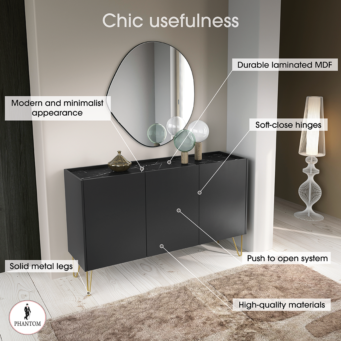 Harmony Dresser - Kommode mit drei Türen im Push to Open System