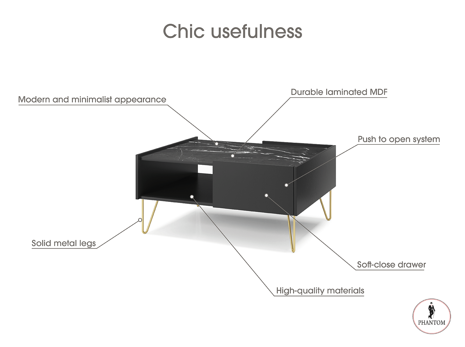 Harmony Coffee Table - Couchtisch mit einer Schublade