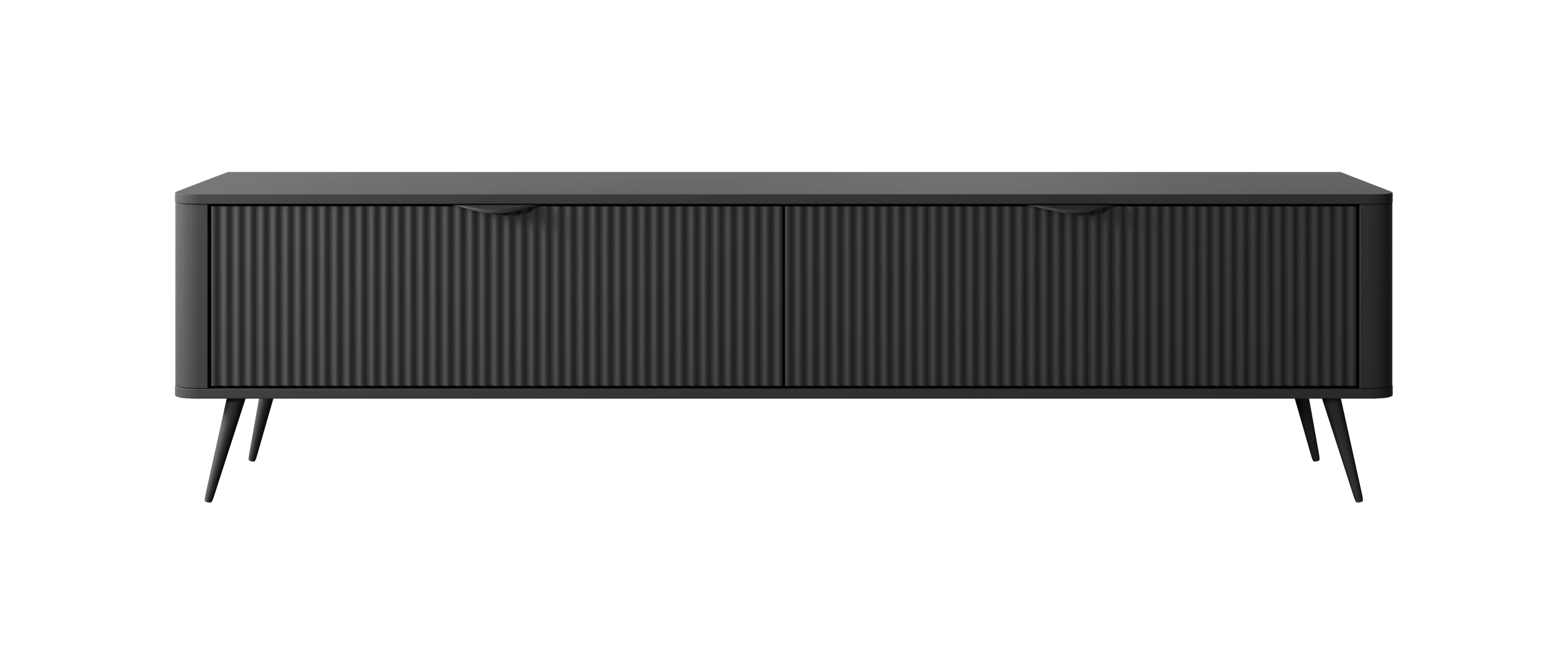 Lask Lante – TV-Schrank 200 cm mit 2 Türen, Schwarz (200 × 51,2 × 38 cm)