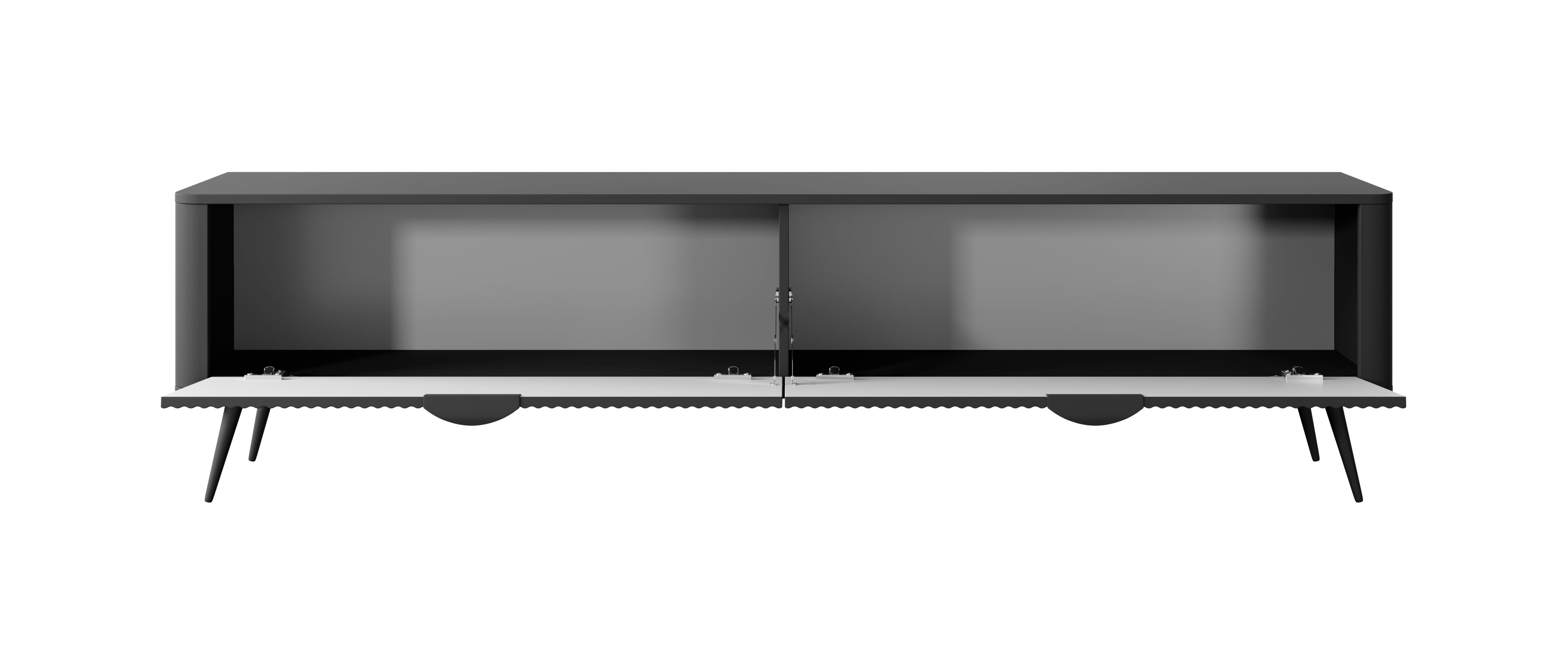 Lask Lante – TV-Schrank 200 cm mit 2 Türen, Schwarz (200 × 51,2 × 38 cm)