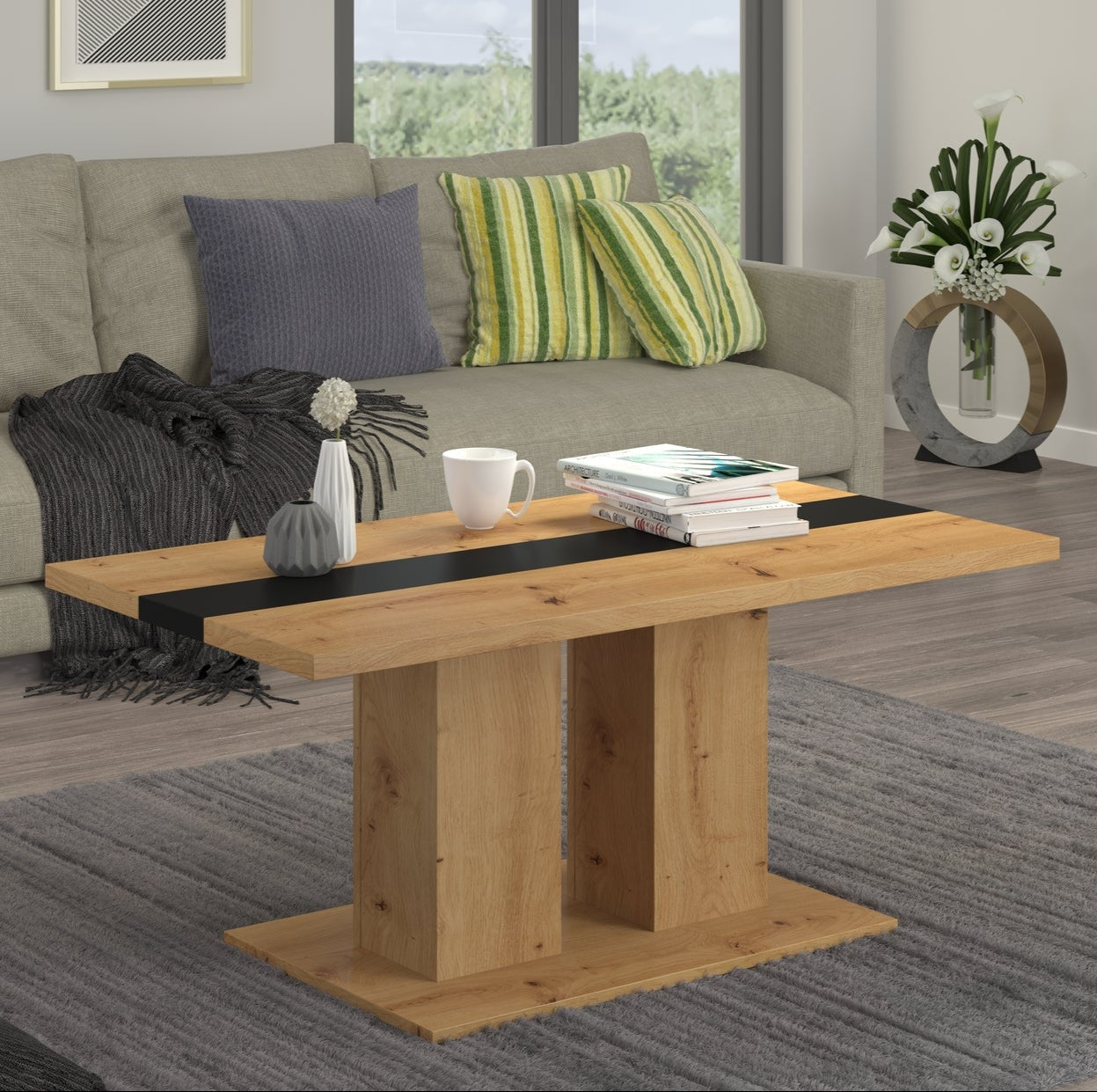 Boston Couchtisch – Artisan Eiche/Schwarz
