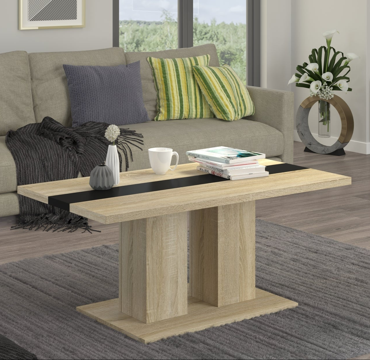 Boston Couchtisch – Sonoma Eiche/Schwarz