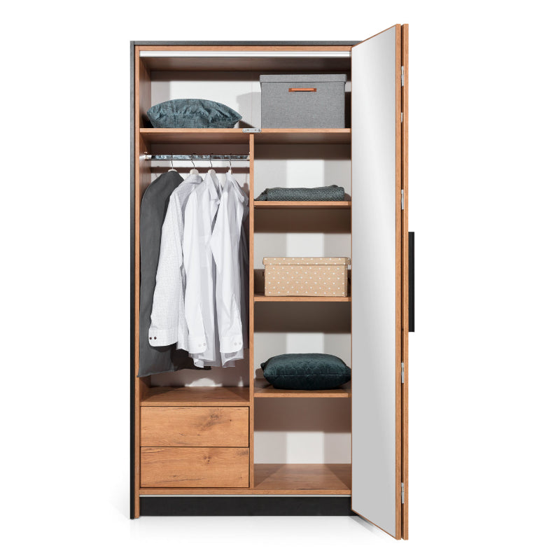 NE Loft 2-türiger Kleiderschrank mit Spiegel – 104 cm