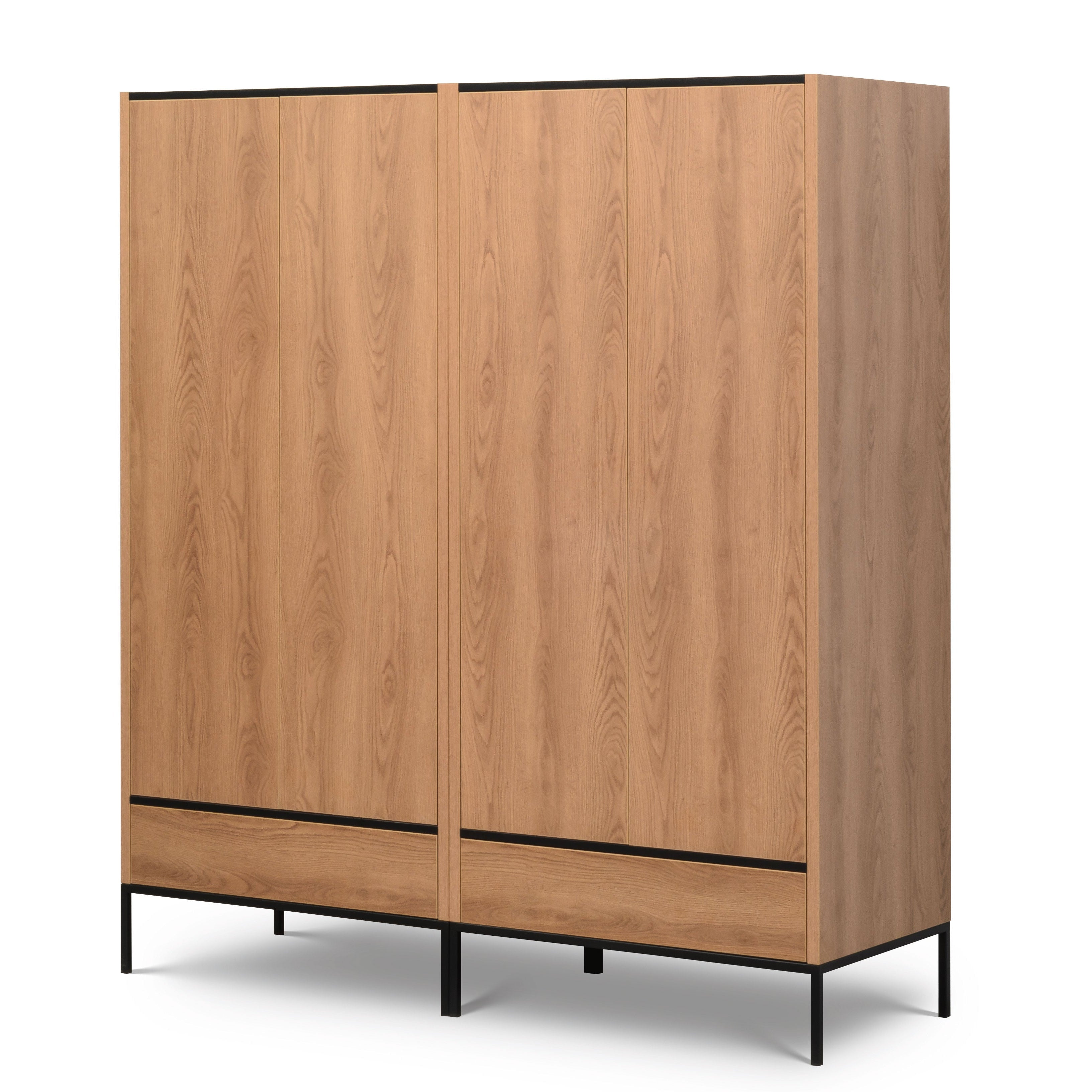 NE Loft Caramel – 2-türiger Kleiderschrank mit Einlegeböden, Stange und Schublade