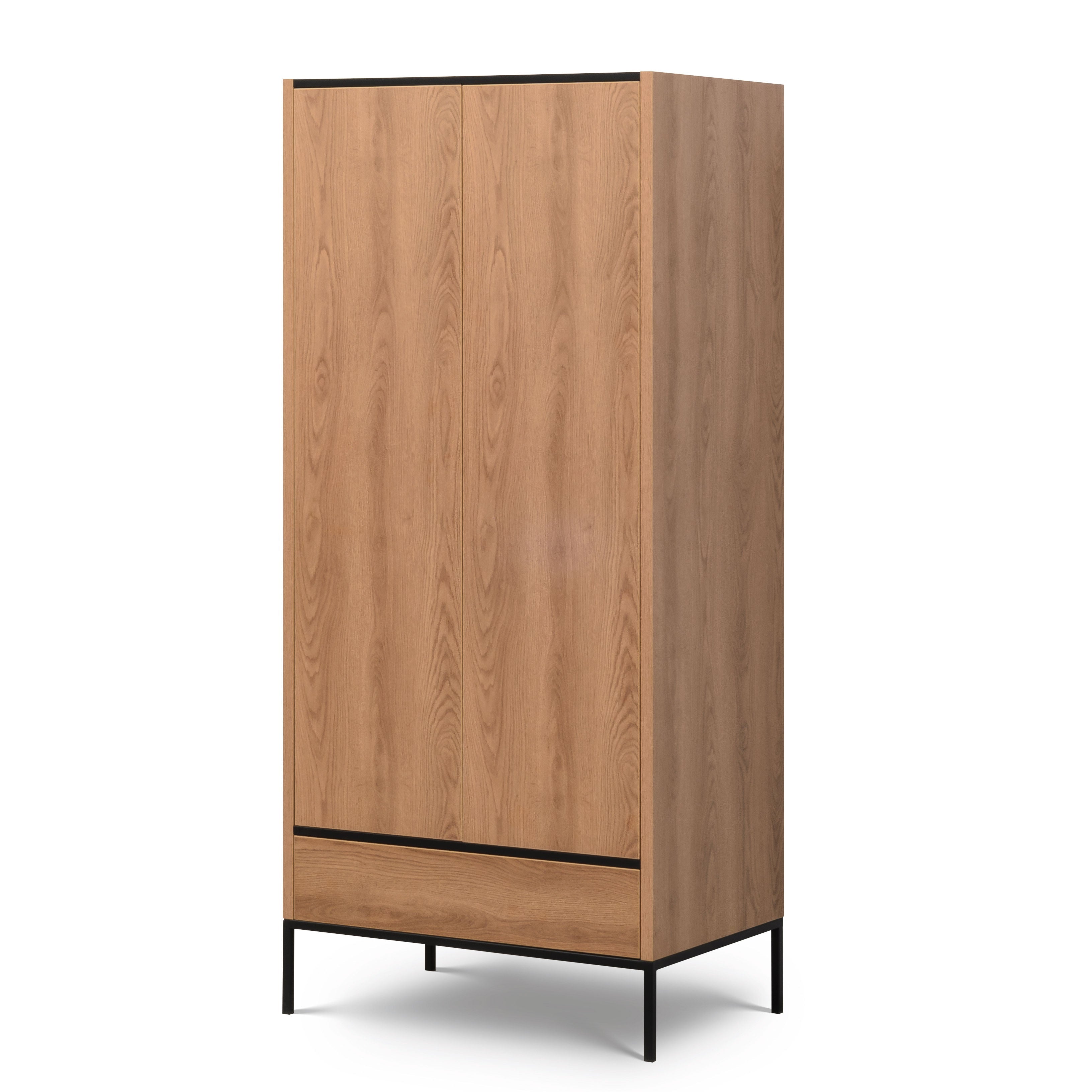 NE Loft Caramel – 2-türiger Kleiderschrank mit Stange und Schublade