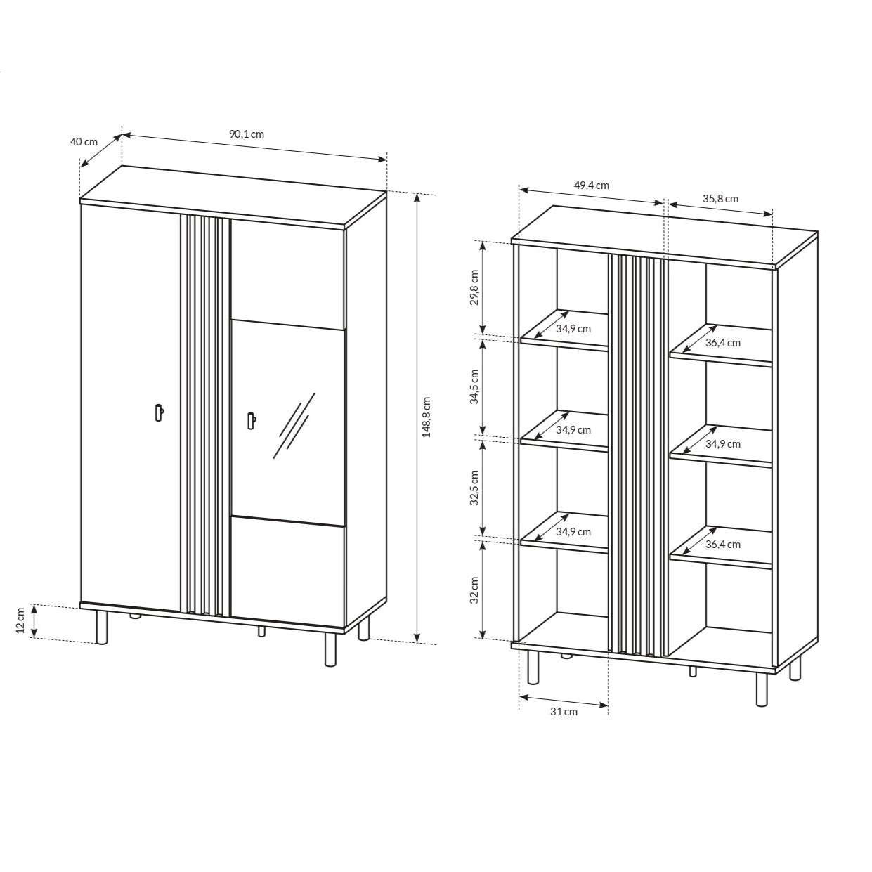 Lask Madis – Niedrige Vitrine 90 cm