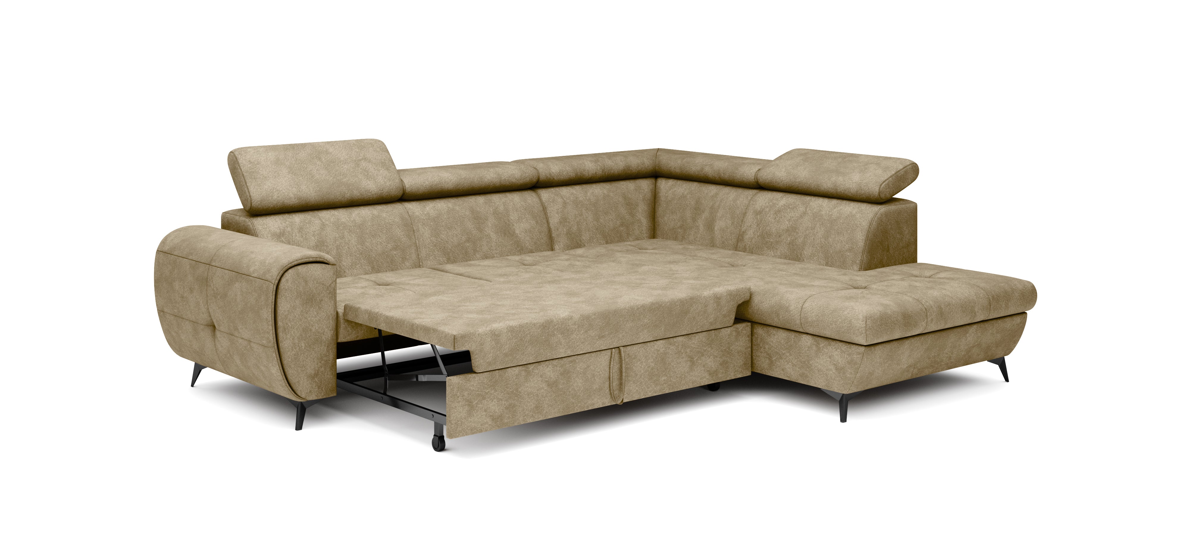 Lask MONA PIK Corner Sofa Bed with Adjustable Headrests – 260 x 217 cm – Left or Right Configuration