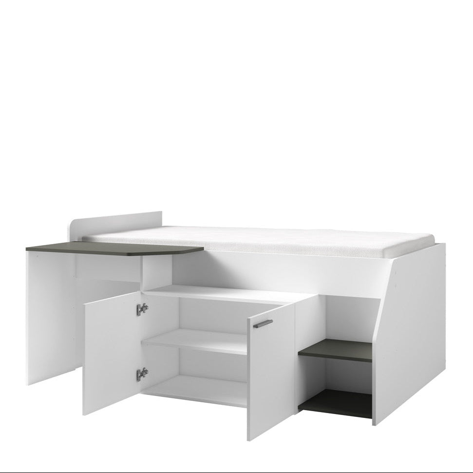MO Multi 38 Bett mit Schreibtisch – Weiß