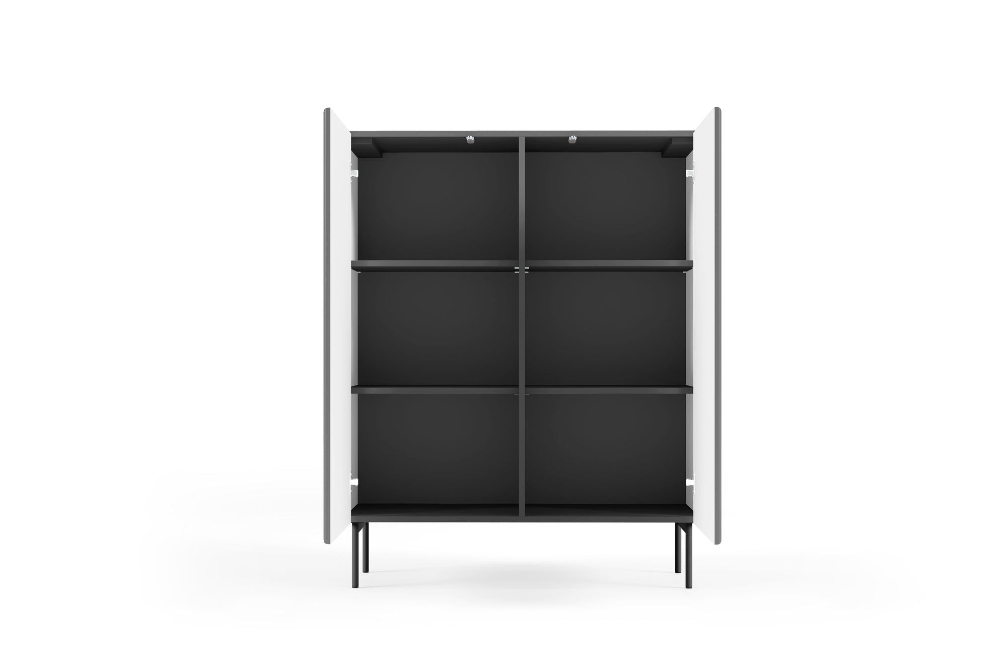 Lask Multi Black – Hohes Sideboard mit 2 Türen (98,6 × 123 × 39,8 cm)