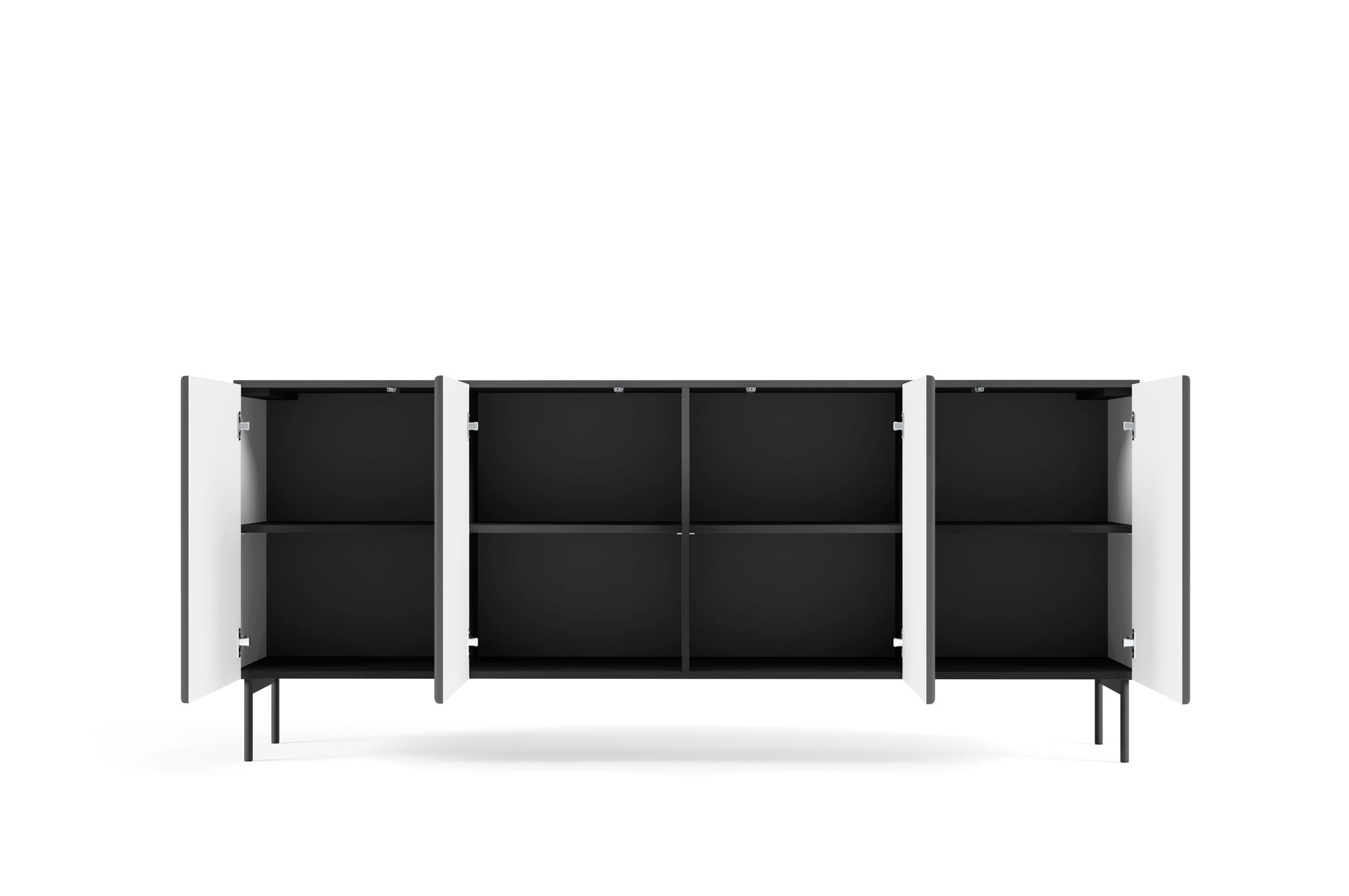 Lask Multi Black – Sideboard 195 cm mit 4 Türen (195,2 × 81,2 × 39,8 cm)