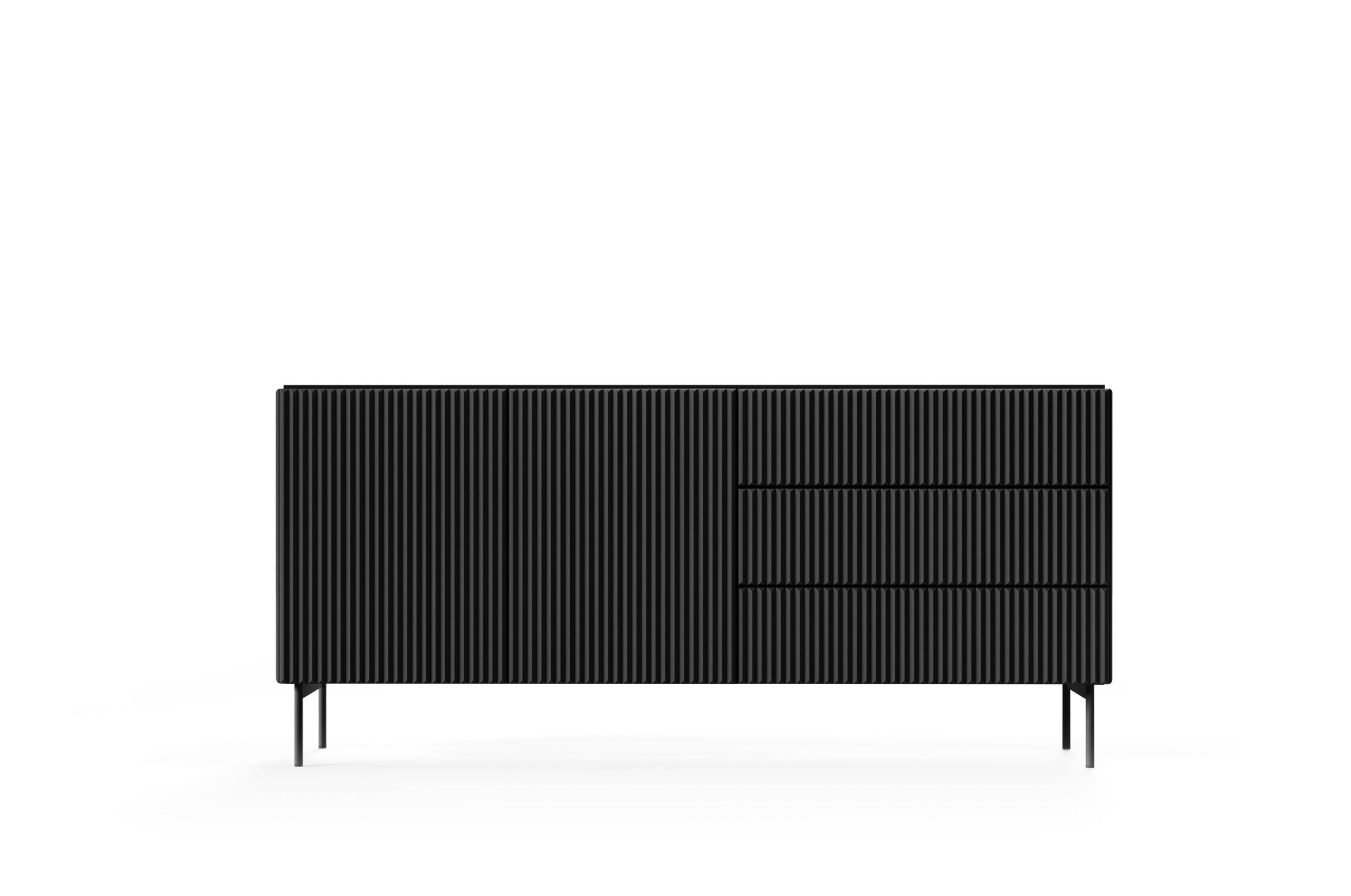 Lask Multi Black – Sideboard 177 cm mit 2 Türen und 3 Schubladen (177 × 81,2 × 39,8 cm)