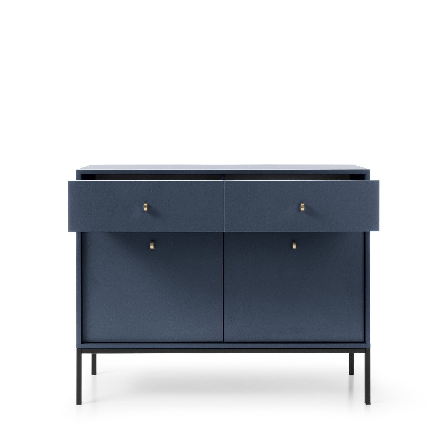 Mono-Kommode mit zwei Türen mit Push-to-Open-System und zwei Schubladen, Marineblau 