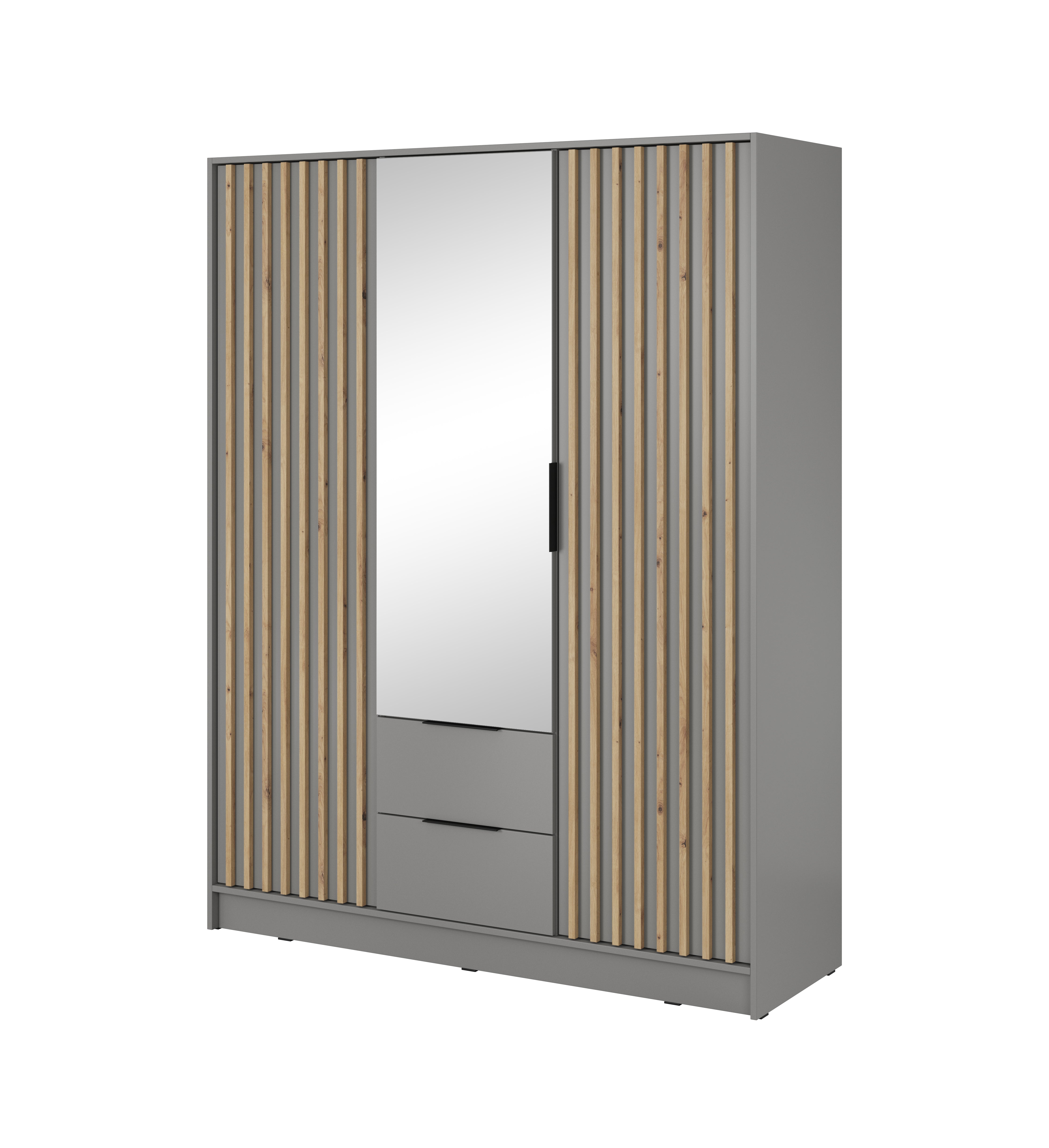 Nelly 3D Kleiderschrank mit Spiegel Grau