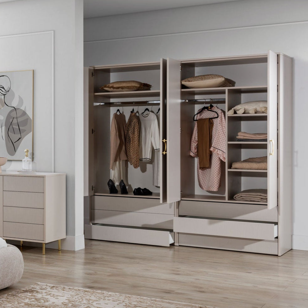 NE Nubo Kleiderschrank 2 Türen 3 Schubladen - 100 cm
