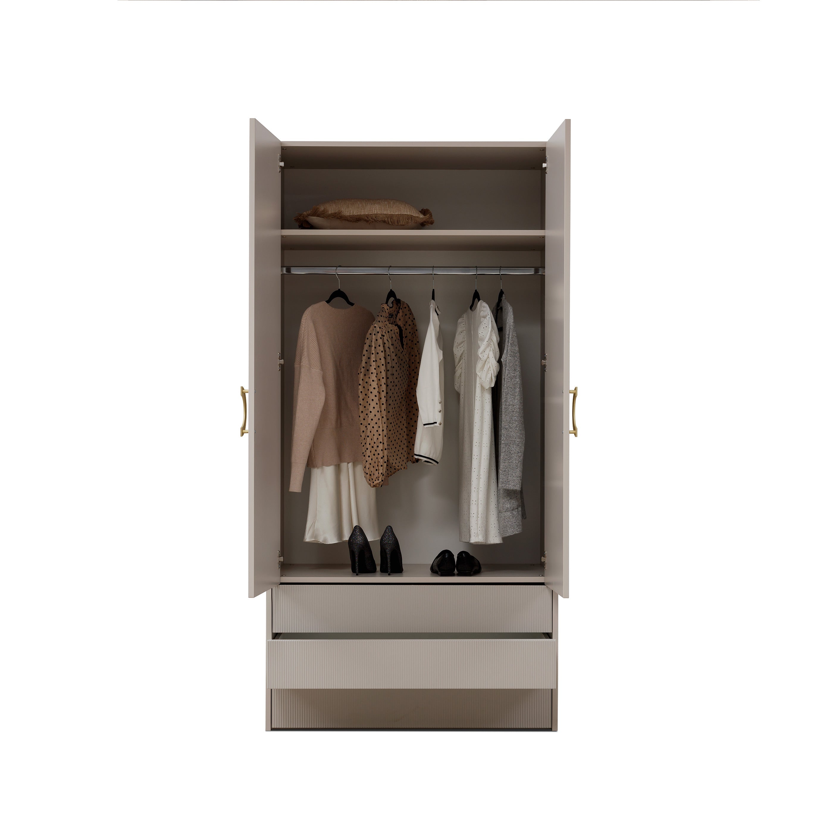 NE Nubo Kleiderschrank 2 Türen 3 Schubladen - 100 cm