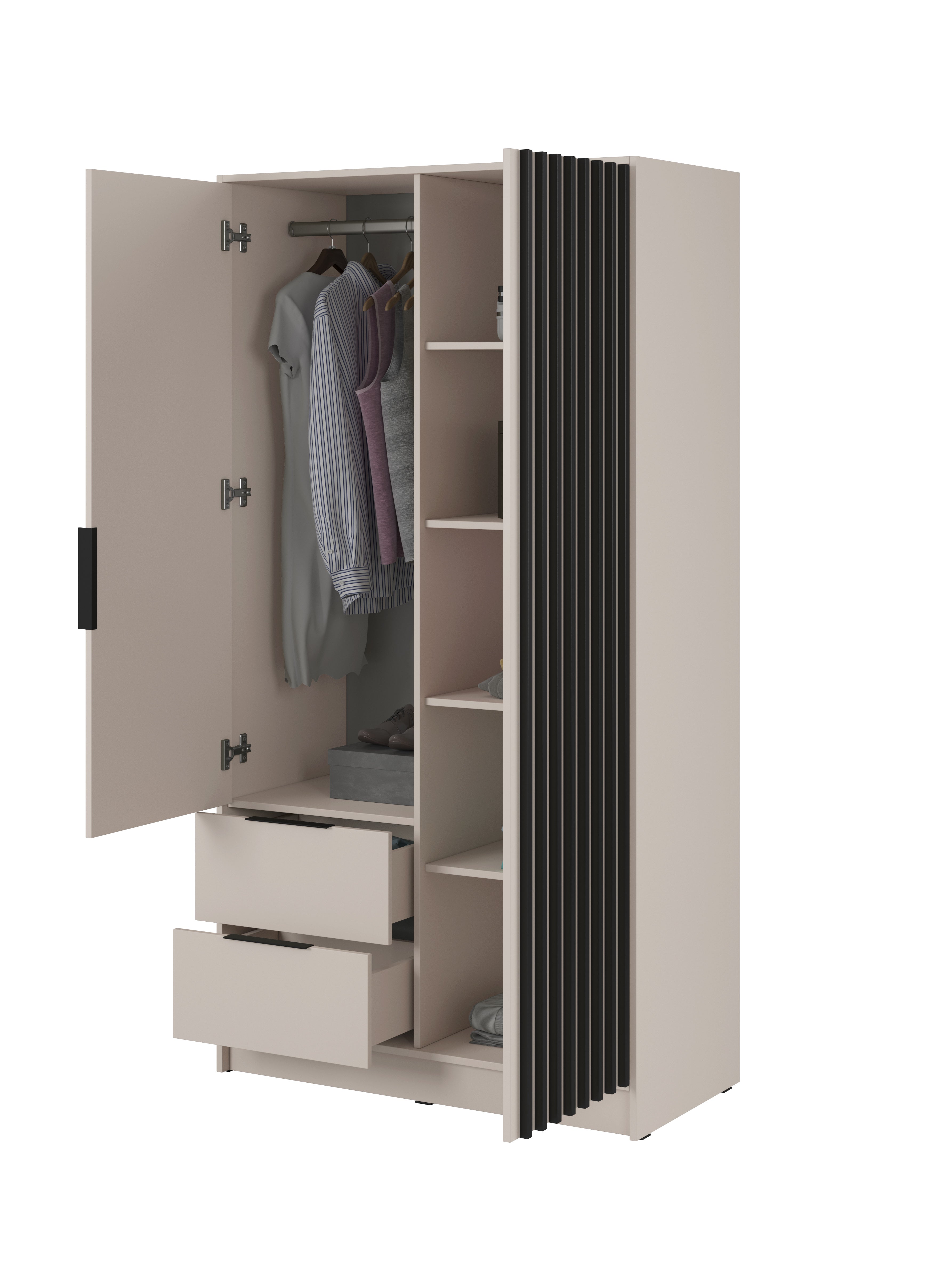 Nelly 2D Wardrobe – Cashmere / Graphite 105 cm