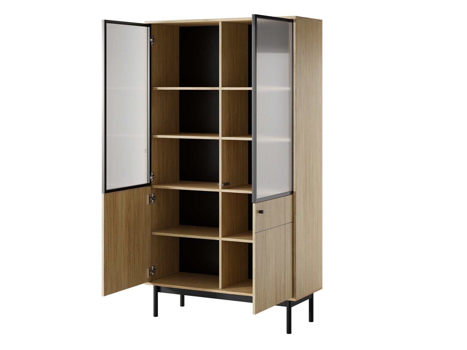 PI Japandi Bücherregal mit Glasfront WT104 in Eiche Linea