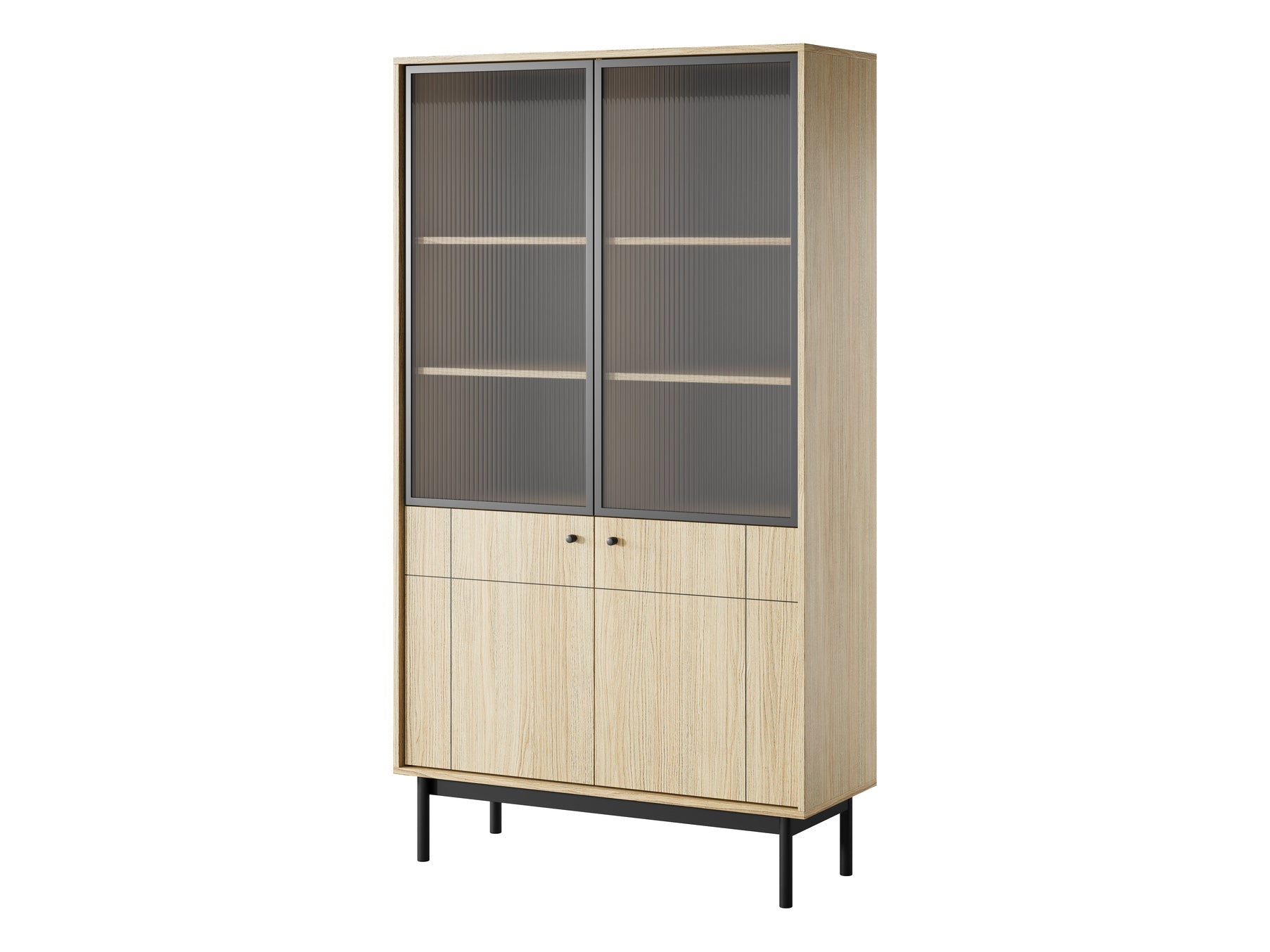 PI Japandi Bücherregal mit Glasfront WT104 in Eiche Linea