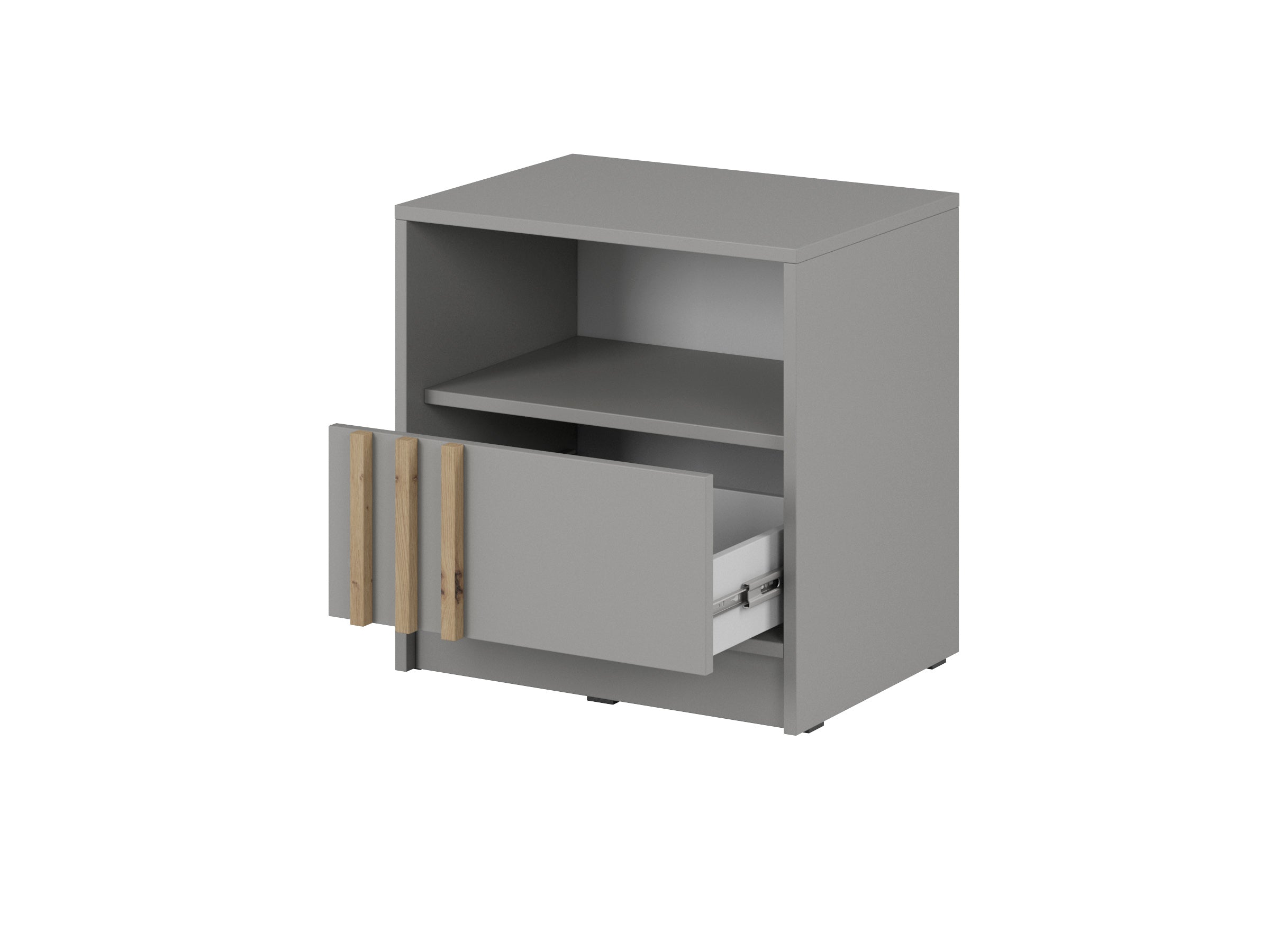 PI Nelly Nachttisch – Grau / Artisan Eiche
