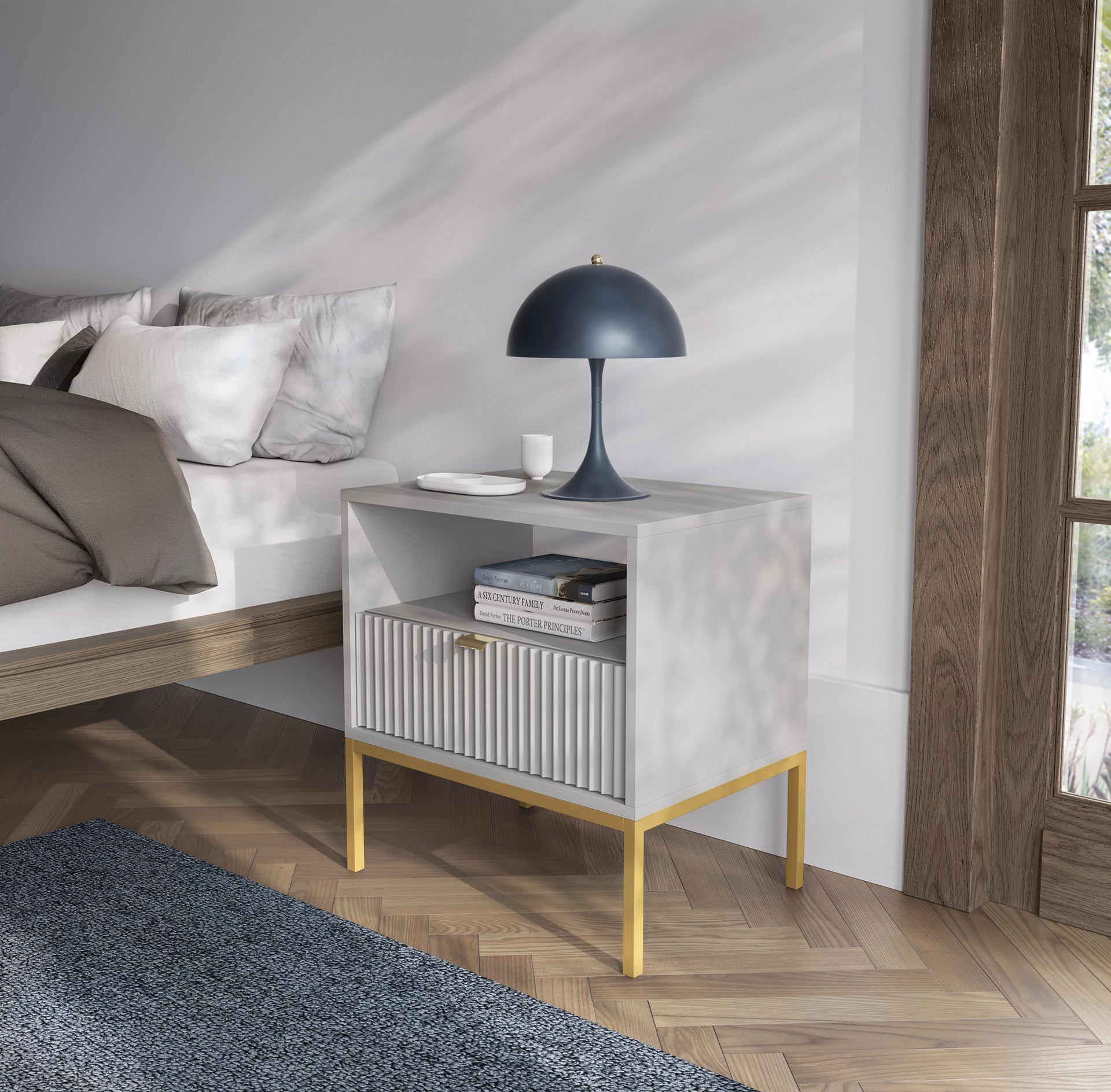 Nachttisch Nova Grau – Moderne Eleganz für Ihr Schlafzimmer