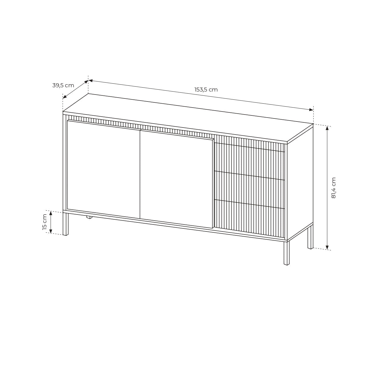 Lask Senso - Sideboard 153 cm beige (2 Türen, 3 Schubladen)