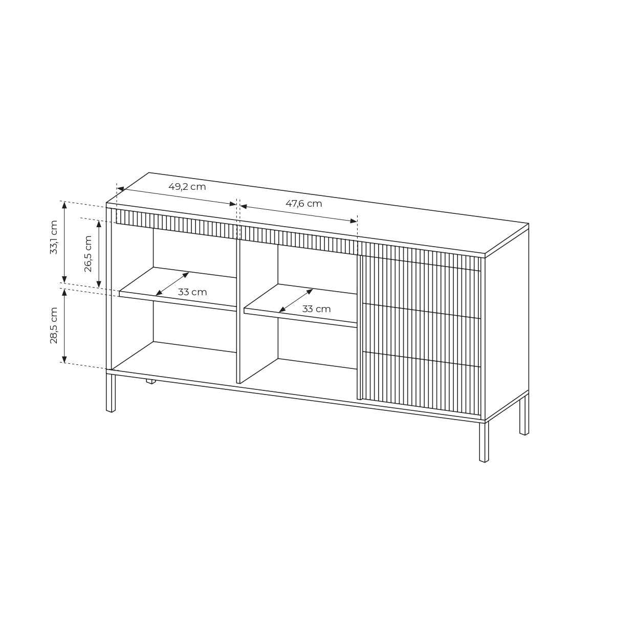 Lask Senso - Sideboard 153 cm beige (2 Türen, 3 Schubladen)
